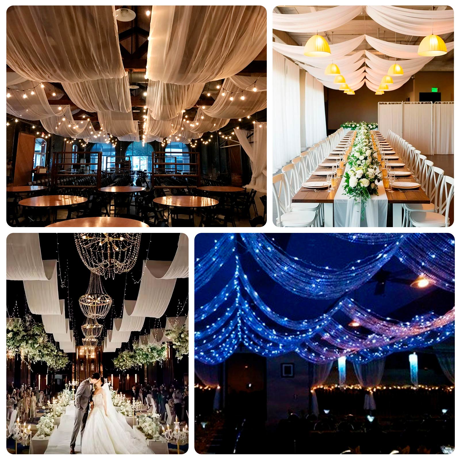 8 Pack Clear Acrylic Ceiling Drape Tubes with Position Fastening Pins and Connectors - 24"