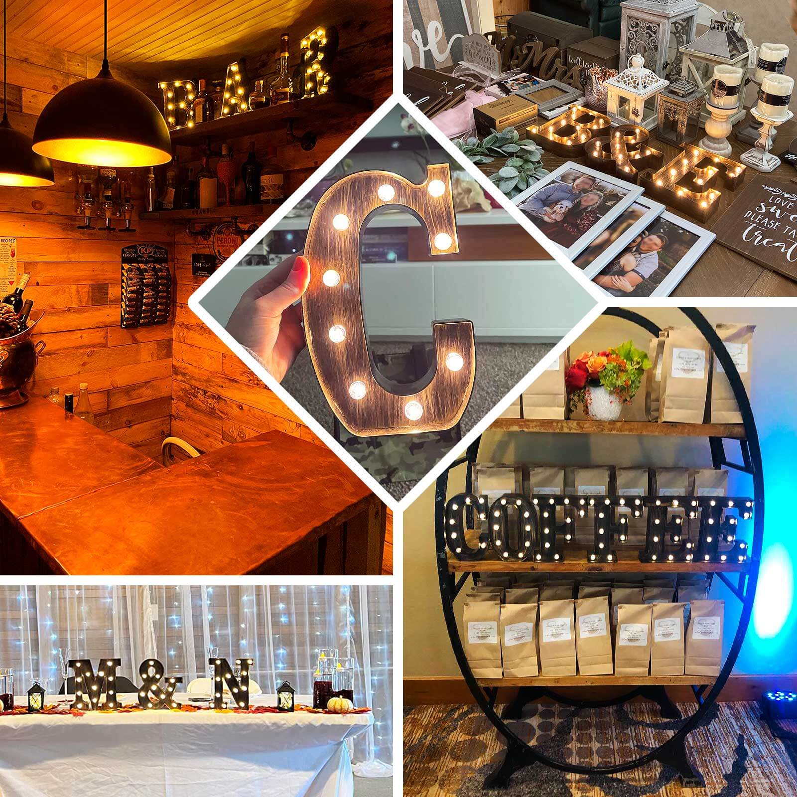 LED Marquee Letter "L" Industrial Style Antique Black - Light-Up Alphabet Sign for Weddings & Displays 9"