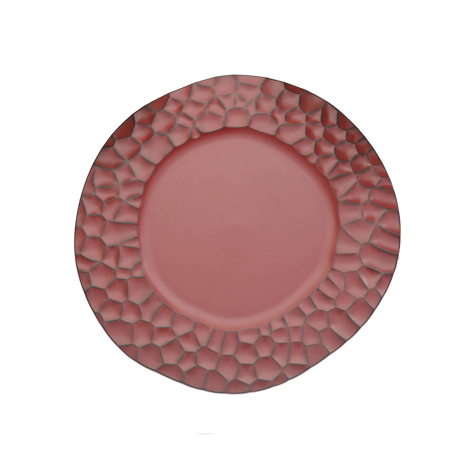 6-Pack Round Charger Plates 13" in Burgundy with Hammered Rim, Matte Finish Modern Dinner Charger Tableware