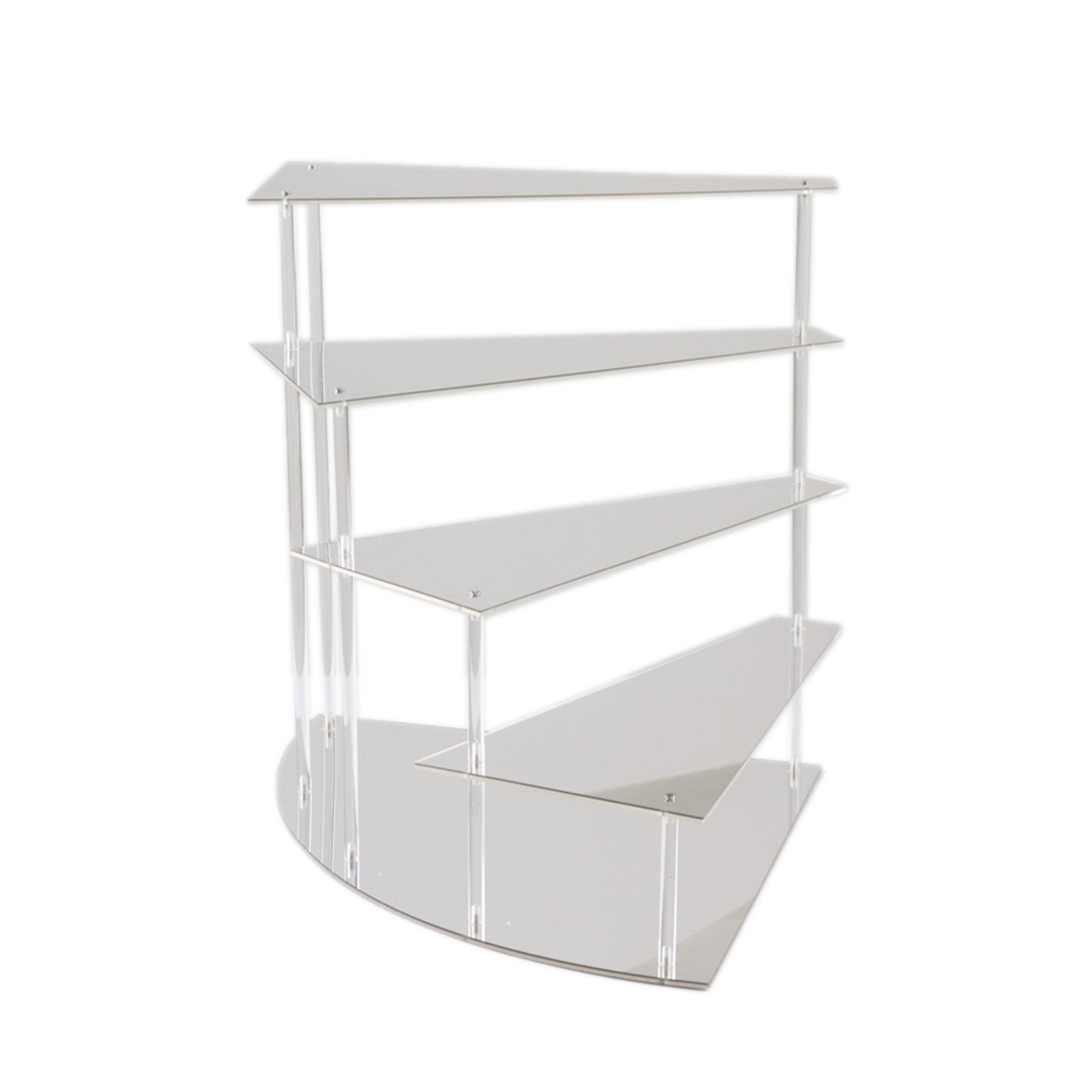 4-Tier Acrylic Cupcake Display Stand Silver Spiral Stairway Design - Stylish Reusable Multi Level Serving Tray Organizer Shelf Riser for Dessert Perfume Retail Jewelry & Collectibles 17"
