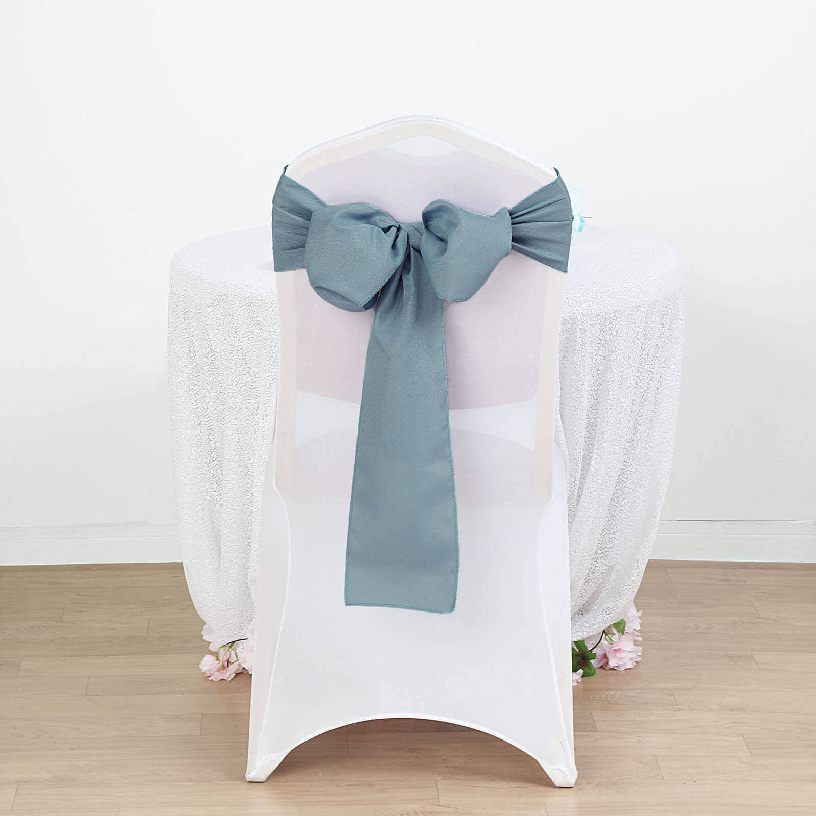 5 Pack Polyester Chair Sashes Dusty Blue 6"x108"