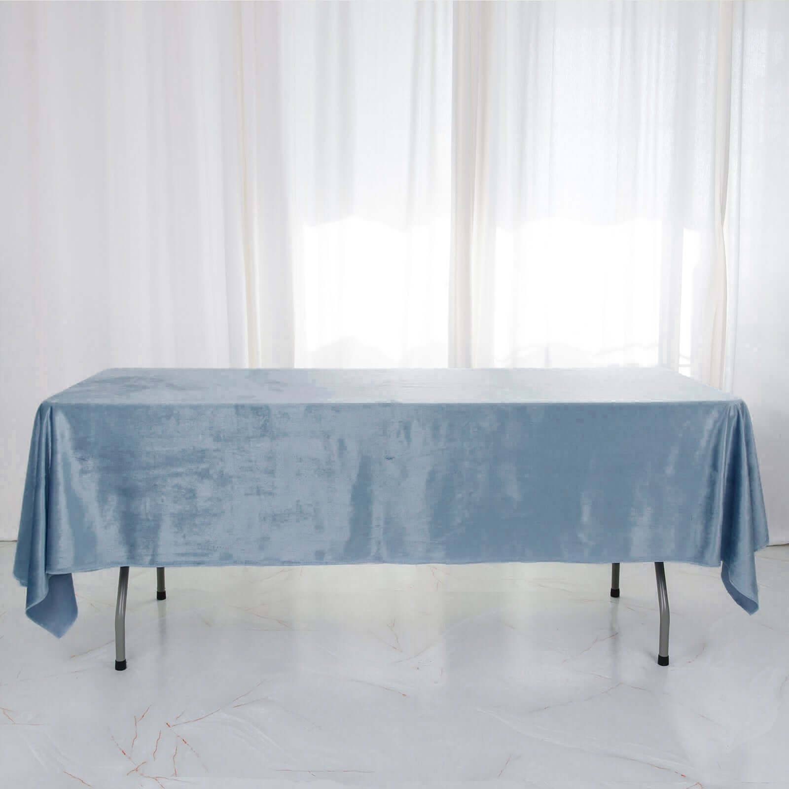 Premium Velvet 60"x102" Rectangle Tablecloth Dusty Blue - Reusable & Soft Table Cover