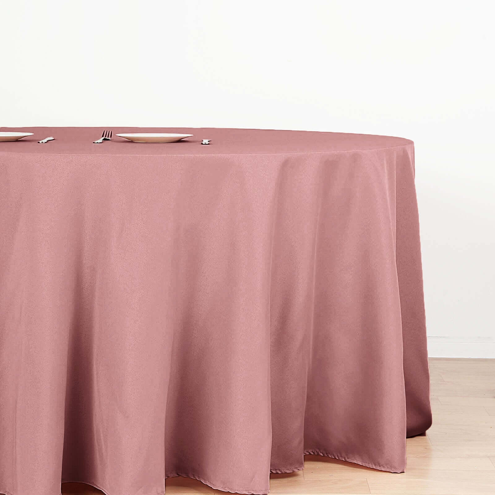 Polyester 132" Round Tablecloth Dusty Rose - Seamless Chic Table Cover