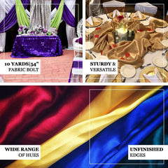 10 Yards x 54" Dusty Sage Green Satin Fabric Bolt