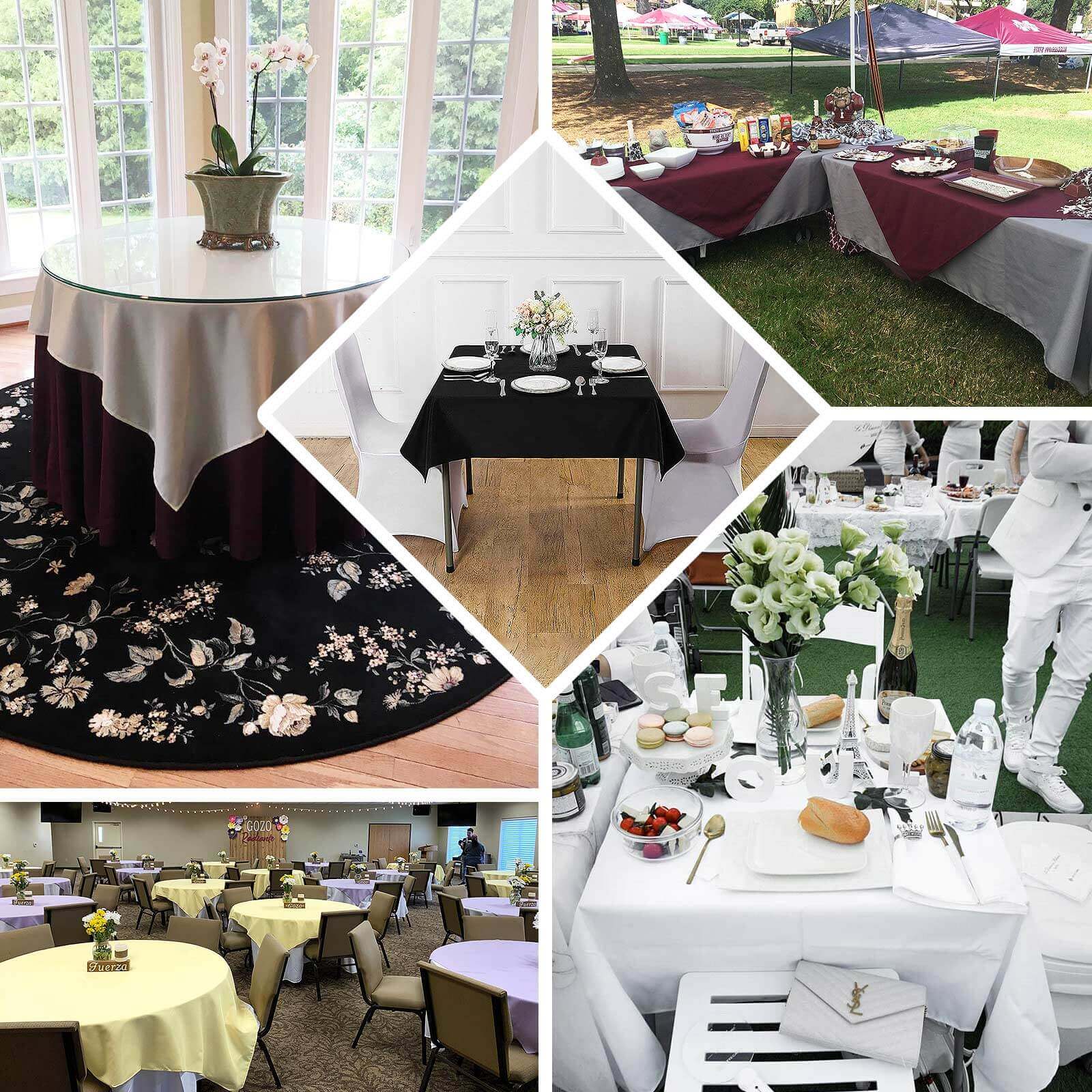 Premium Polyester 54"x54" Square Tablecloth Dusty Sage Green - 220GSM Stain and Wrinkle-Resistant Table Cover