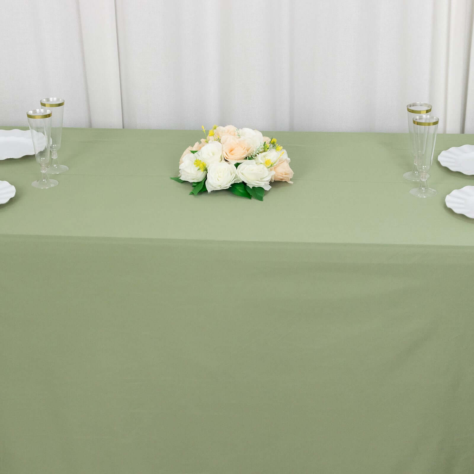 Scuba Rectangular 90"x156" Tablecloth Dusty Sage Green - Wrinkle Free, Stain Resistant & Seamless Table Cover