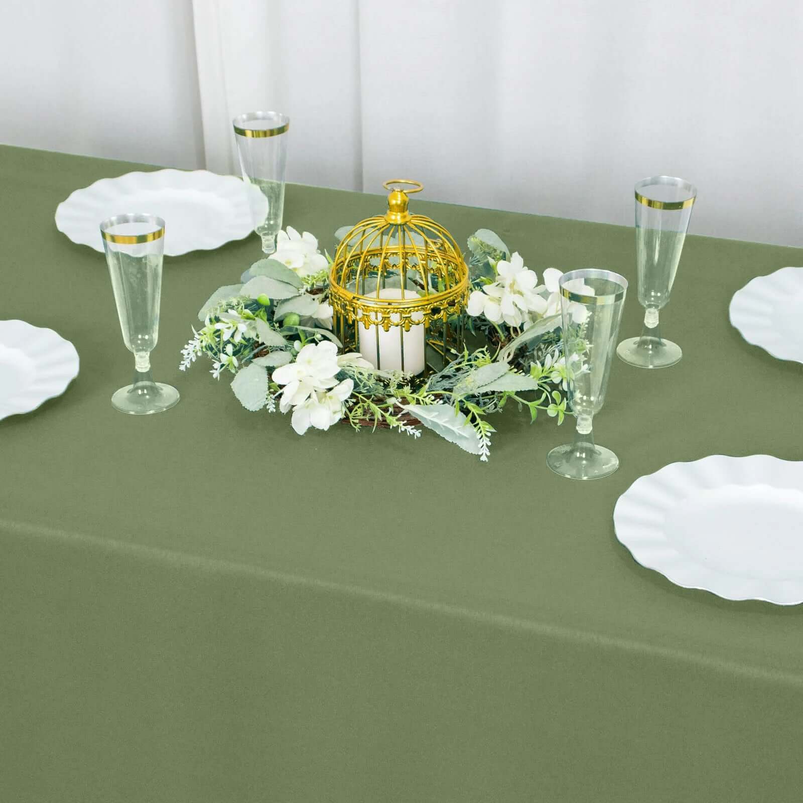 Premium Polyester 90"x132" Rectangle Tablecloth Dusty Sage Green - Seamless 220GSM Stain-Resistant Table Cover