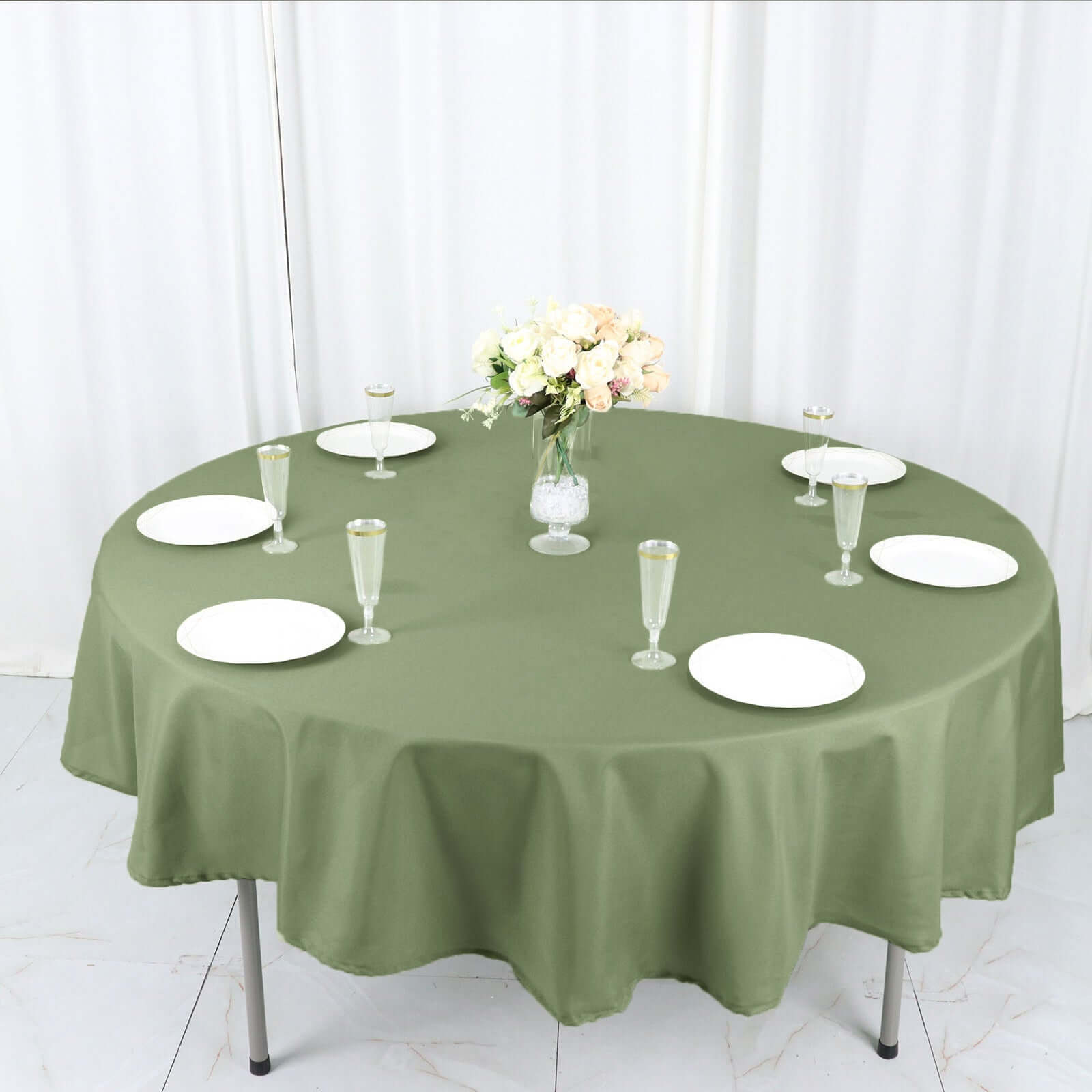Polyester 90" Round Tablecloth Dusty Sage Green - Stain & Wrinkle-Resistant Table Cover