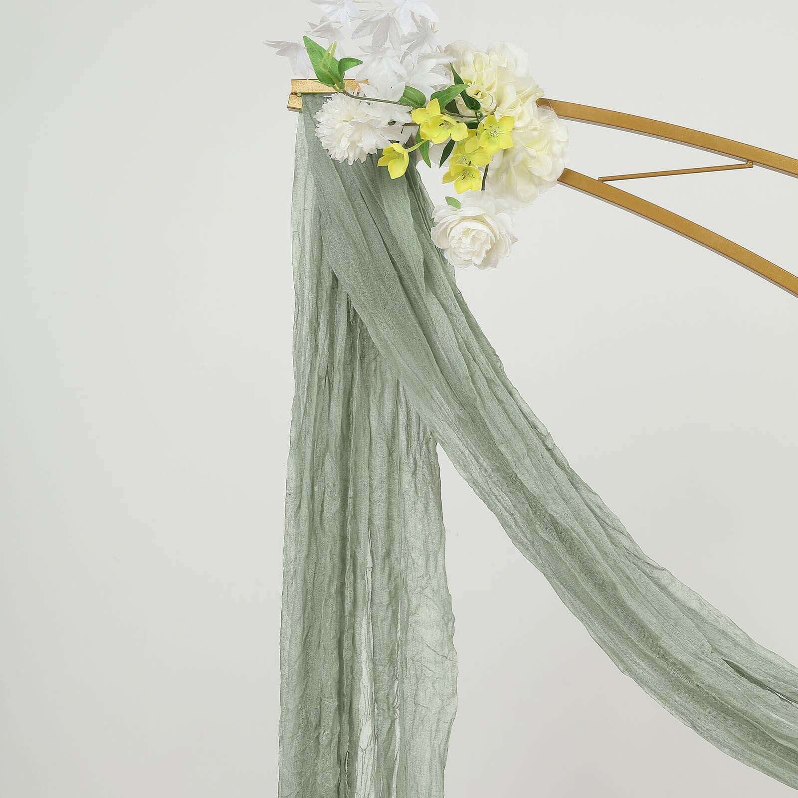 20ft Dusty Sage Green Gauze Cheesecloth Fabric Wedding Arch Drapery, Window Scarf Valance, Boho Decor Arbor Curtain Panel