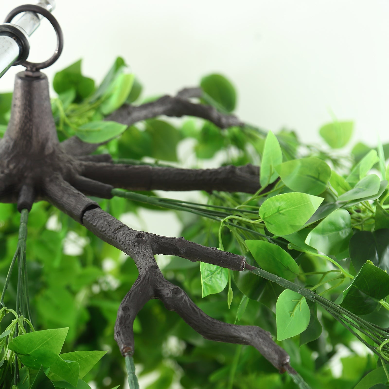 46" Green Artificial Eucalyptus Leaf Vines Ceiling Canopy, Round Draping Ivy Leaves Hanging Flower Chandelier With Interchangeable Branches