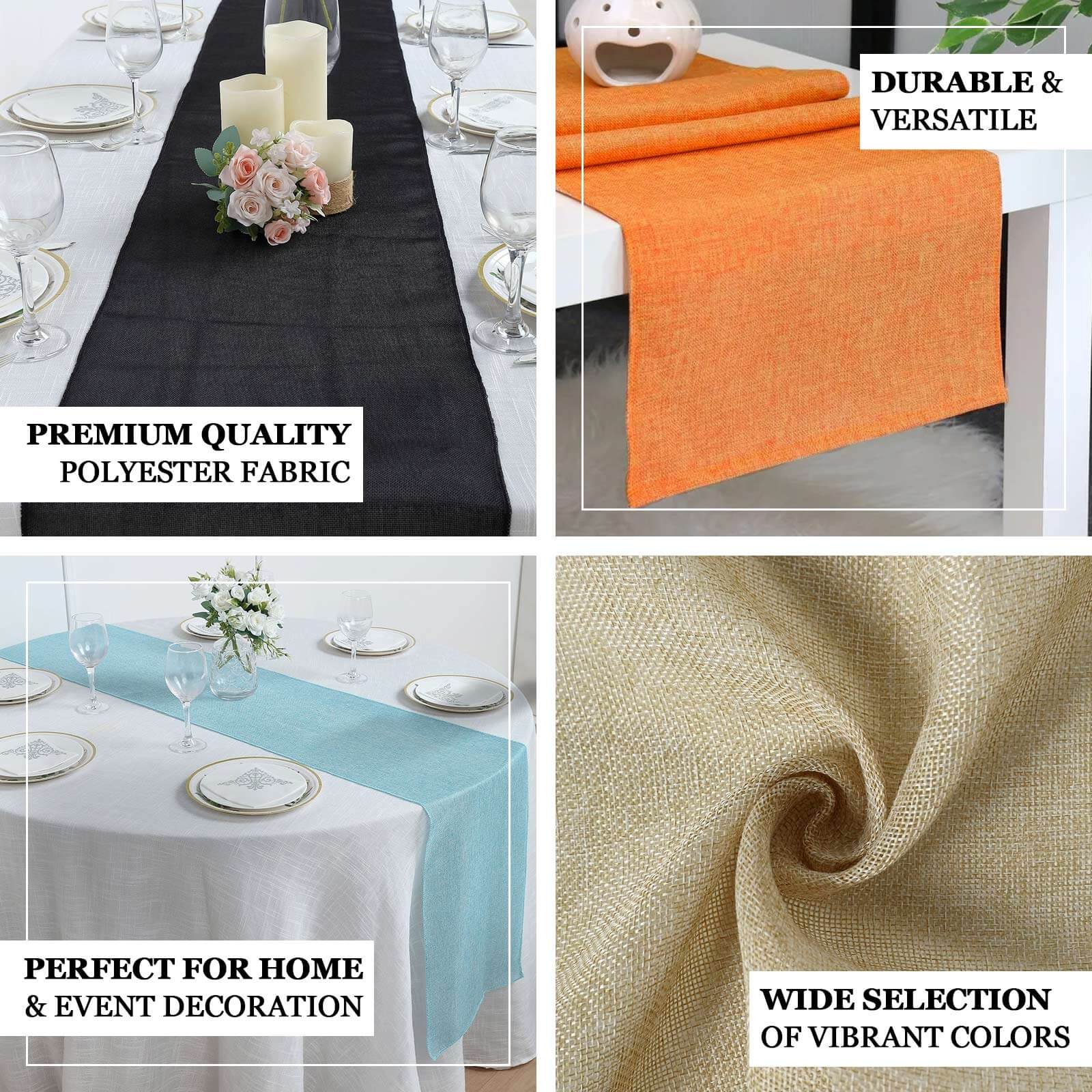 Faux Linen 14"x108" Table Runner Sage Green - Rustic Style Table Decor