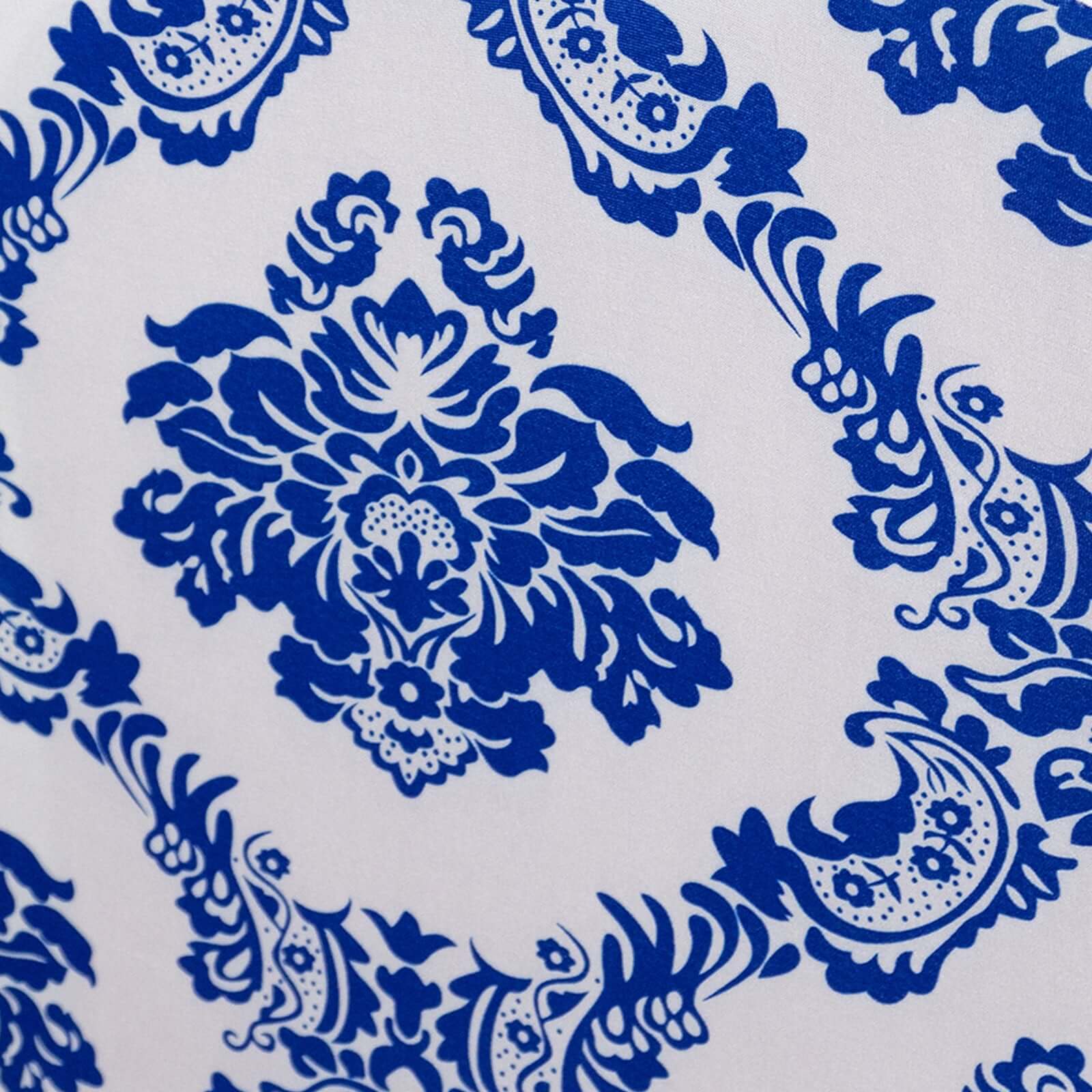 Spandex Banquet Chair Cover Fitted Cover in Royal Blue - Stretch 160gsm Fabric with Foot Pockets & Damask Pattern