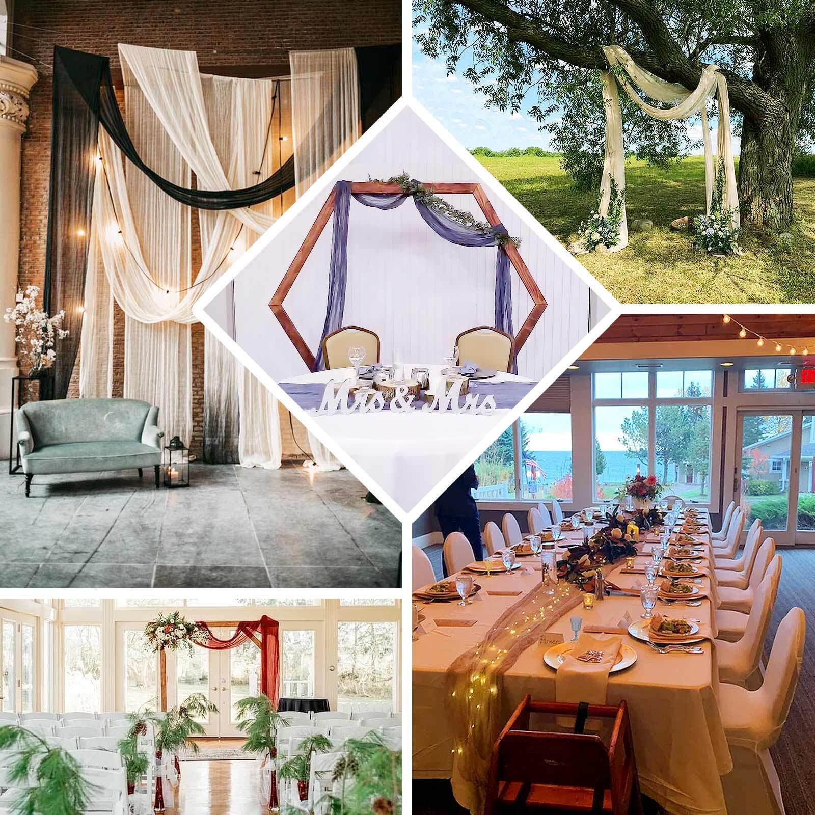 20ft Nude Beige Gauze Cheesecloth Fabric Wedding Arch Drapery, Window Scarf Valance, Boho Decor Arbor Curtain Panel