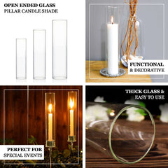 2-Pack Clear Glass Candelabra Shades Open End Hurricane Design - Stylish Table Centerpiece 18"