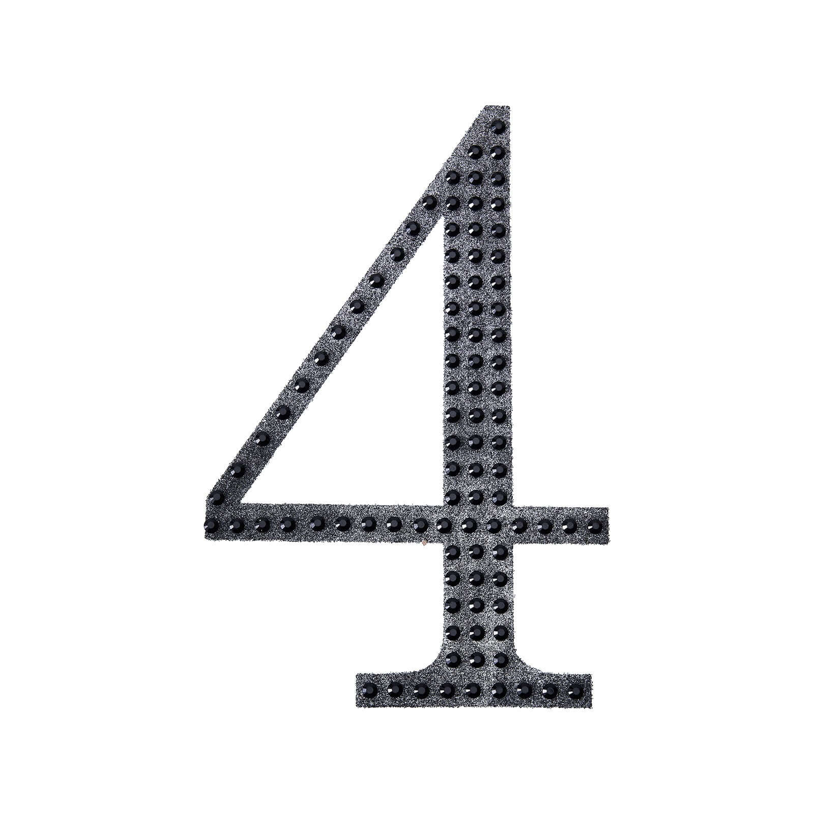 Decorative Rhinestone Number "4" Stickers, Glitter Adhesive Craft Numbers Black DIY Sparkle Embellishments 8"