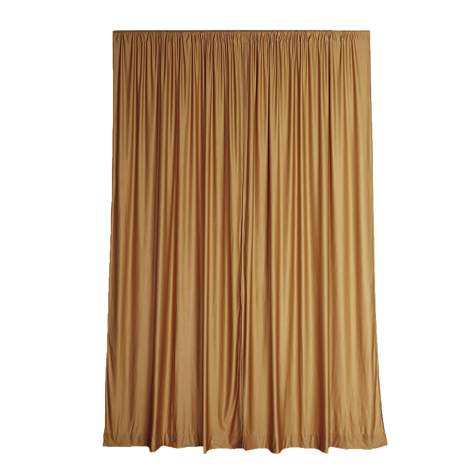 2 Pack Gold Scuba Polyester Event Curtain Drapes, Durable Flame Resistant Backdrop Event Panels Wrinkle Free with Rod Pockets - 10ftx10ft