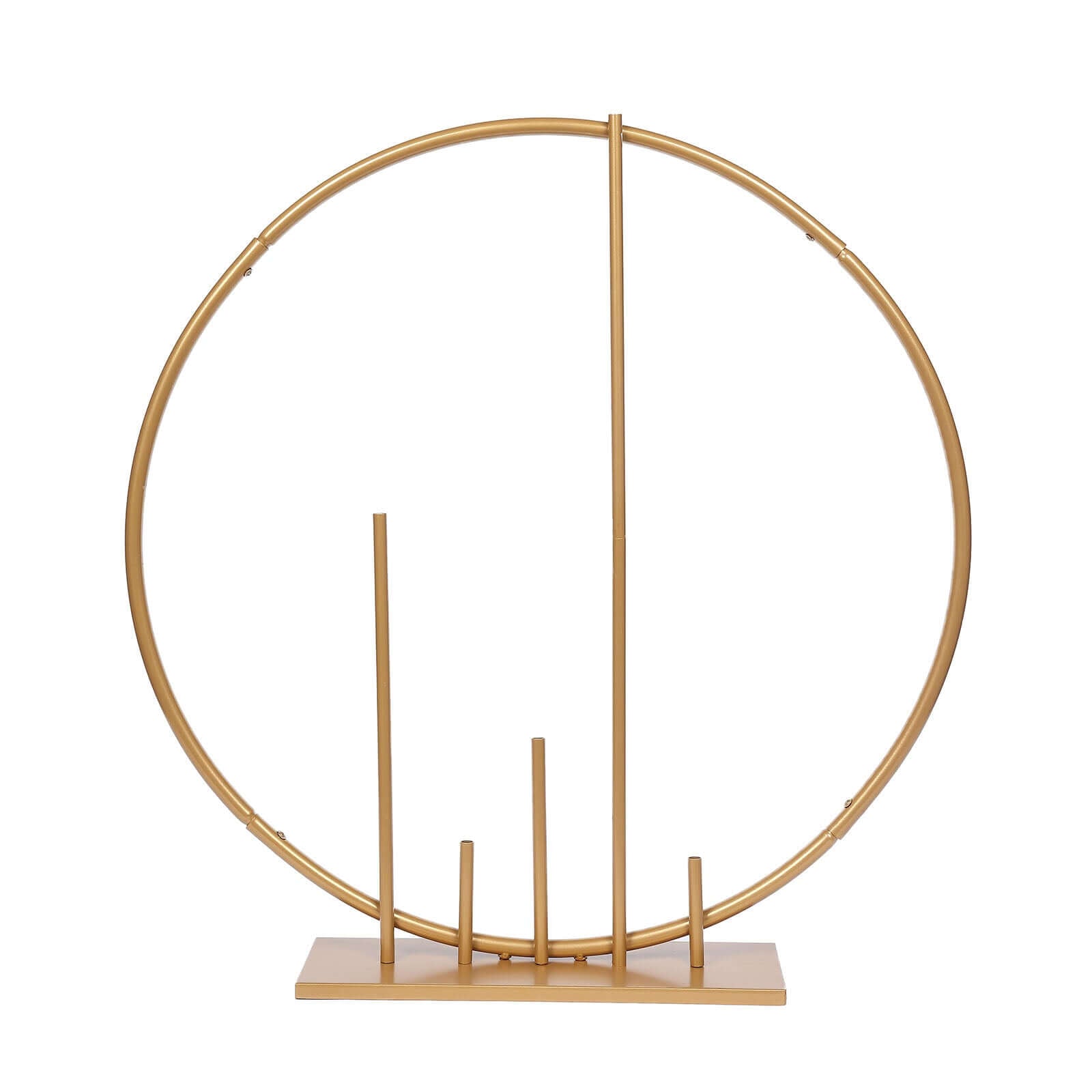 Round Floral Hoop Wedding Centerpiece Metal with Pillars Gold - Self-Standing Balloon Arch for Events 24"