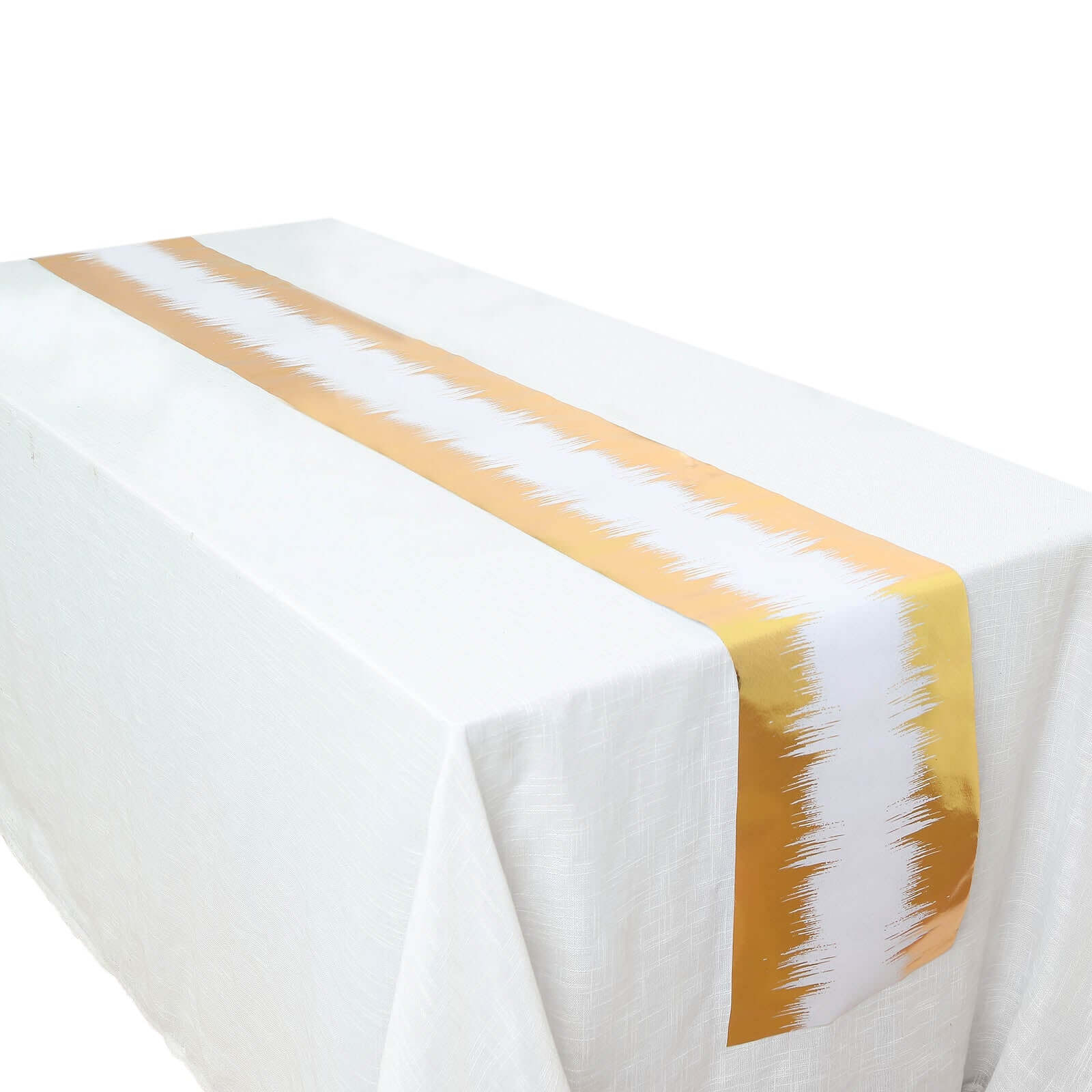 Disposable Table Runner Roll 108" Metallic Gold Foil Icicle Pattern - Stylish Non-Woven Table Decor for Special Occasions