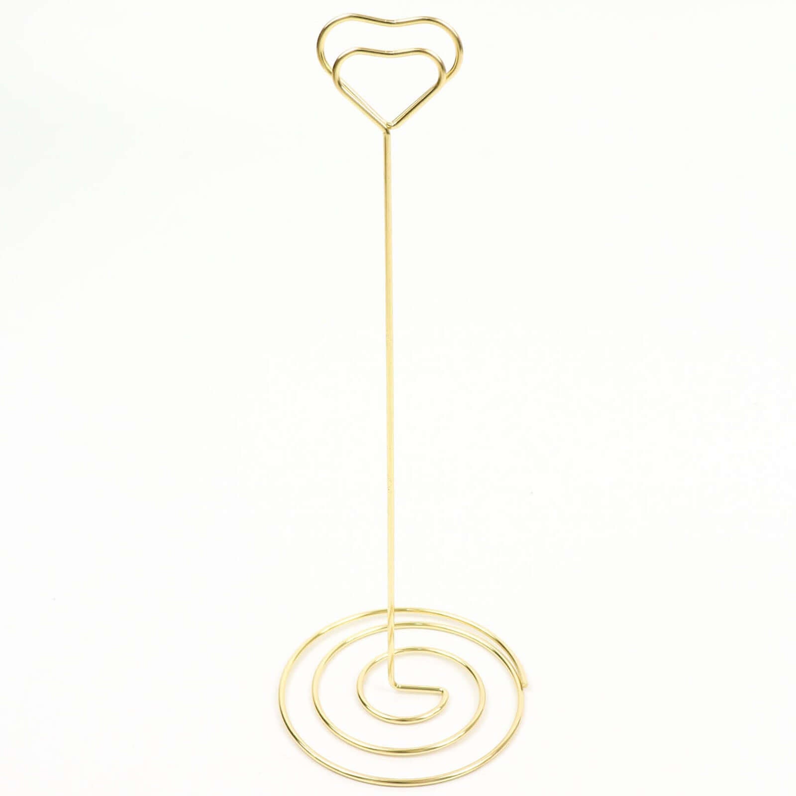 10-Pack Metal Card Holder Stands Heart Design Gold - Table Number Stands and Wedding Place Card Menu Clips 8"