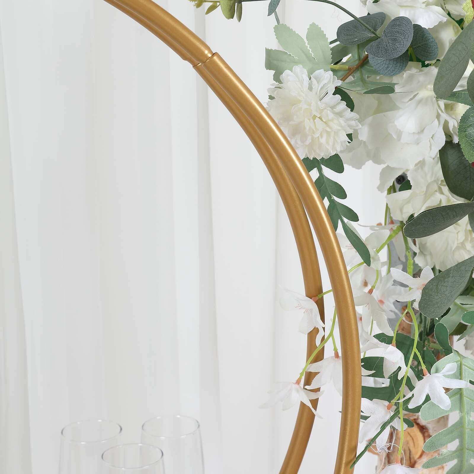Double Frame Hoop Table Centerpiece Metal Gold - Wedding Cake Display & Flower Stand 24"