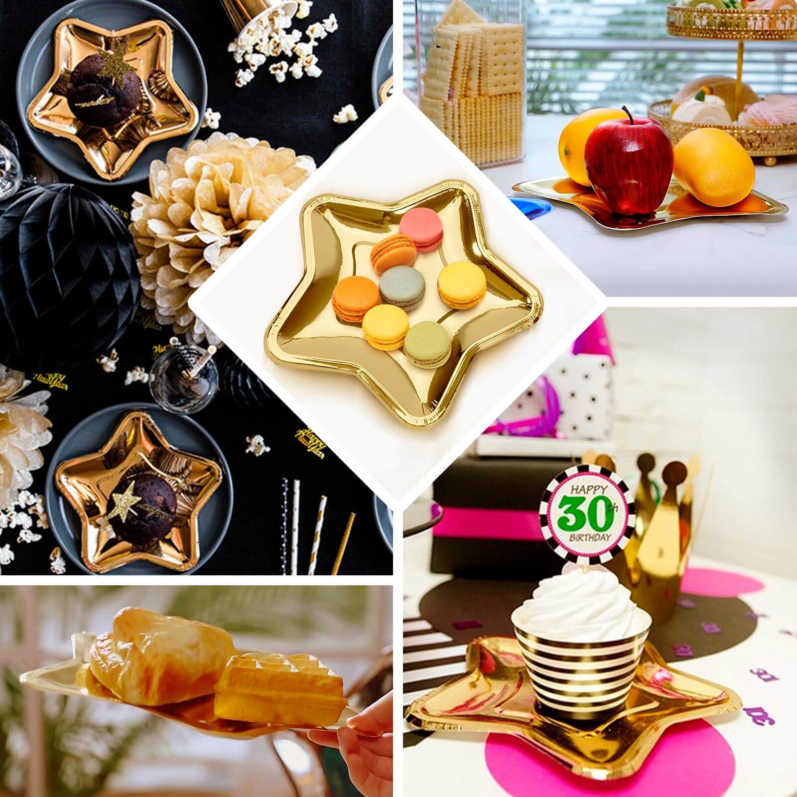 25-Pack Paper Star Shaped Dinner Plates Matte Gold - Eco-friendly Disposable 300GSM Party Plates for Starry-Themed Events 9"