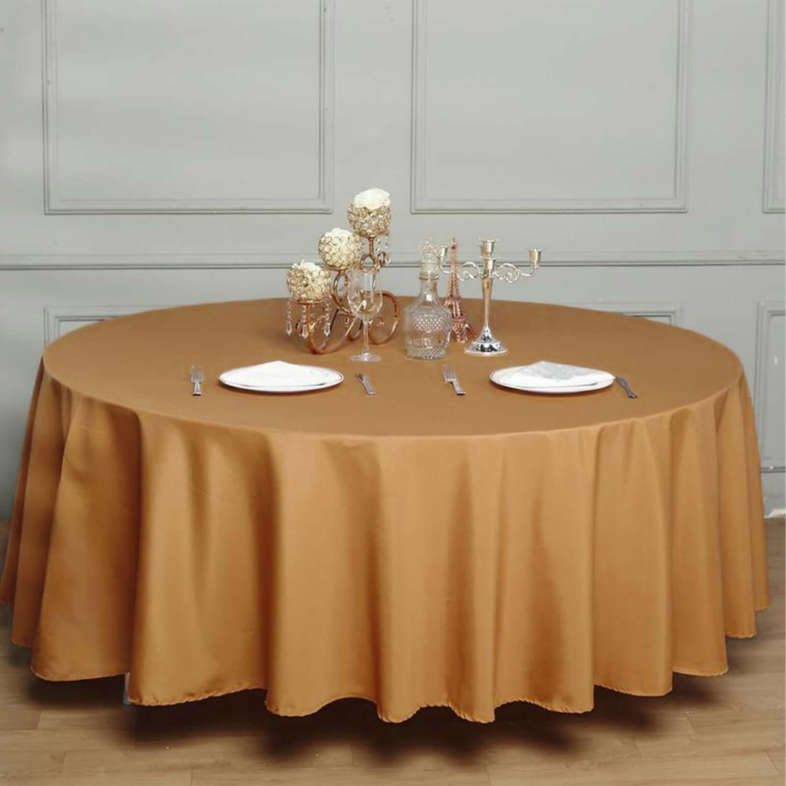 Polyester 108" Round Tablecloth Gold - Wrinkle-Resistant and Stylish Table Cover