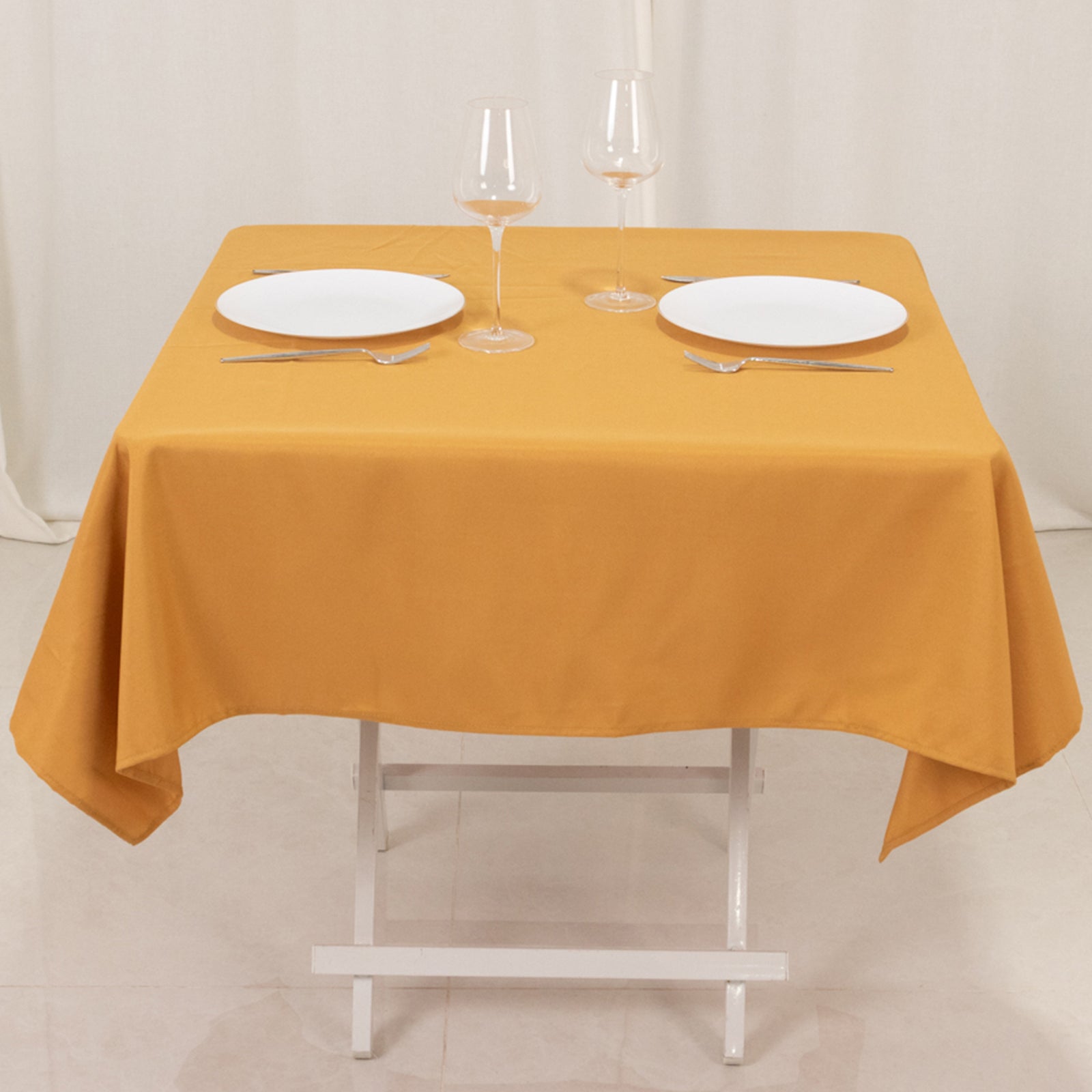 Premium Polyester 54"x54" Square Tablecloth Gold - Stain and Wrinkle-Resistant 220GSM Finish for Weddings & Events