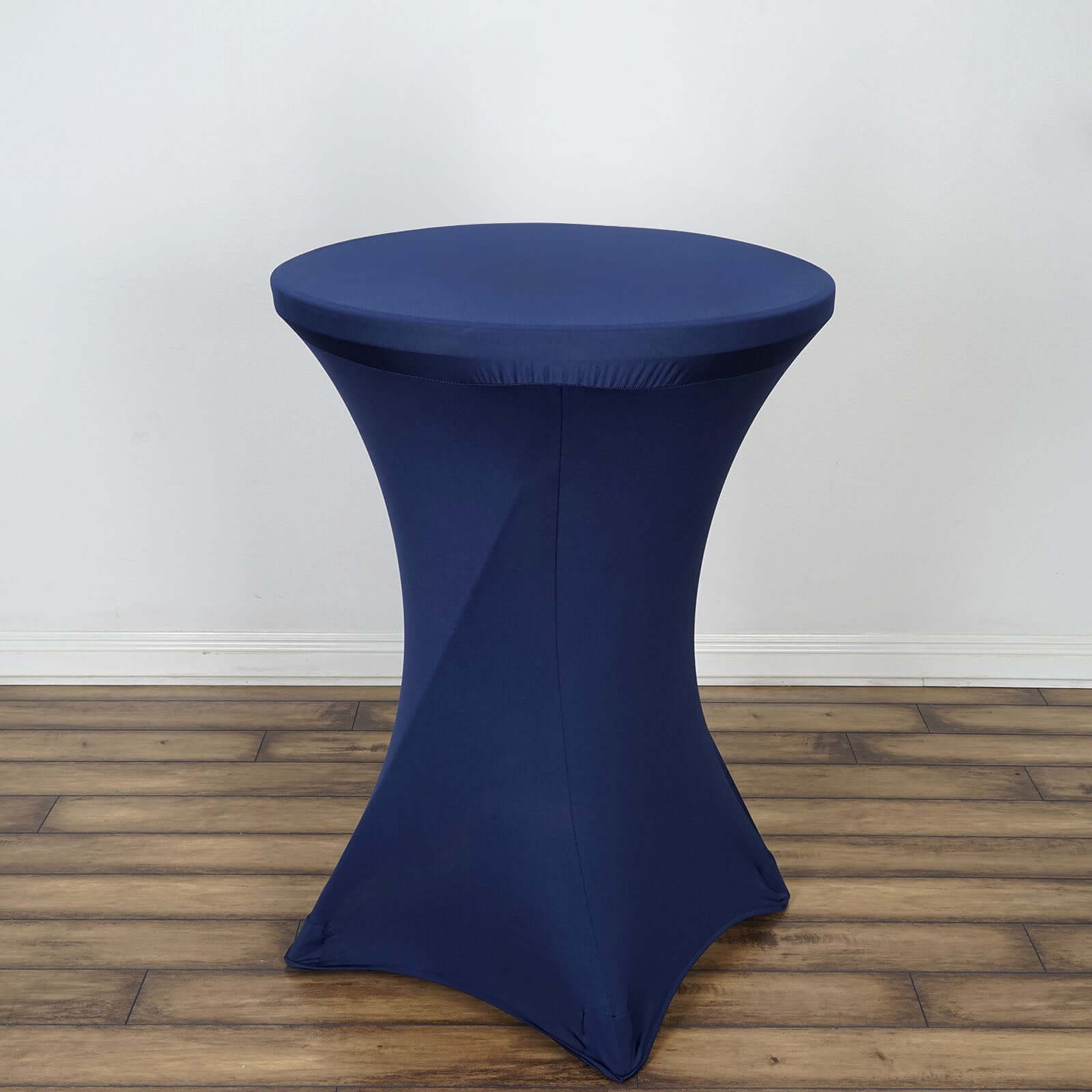 Spandex 30" Round Cocktail Table Cover Navy Blue - Easy to Maintain Stretch Fitted Highboy Tablecloth