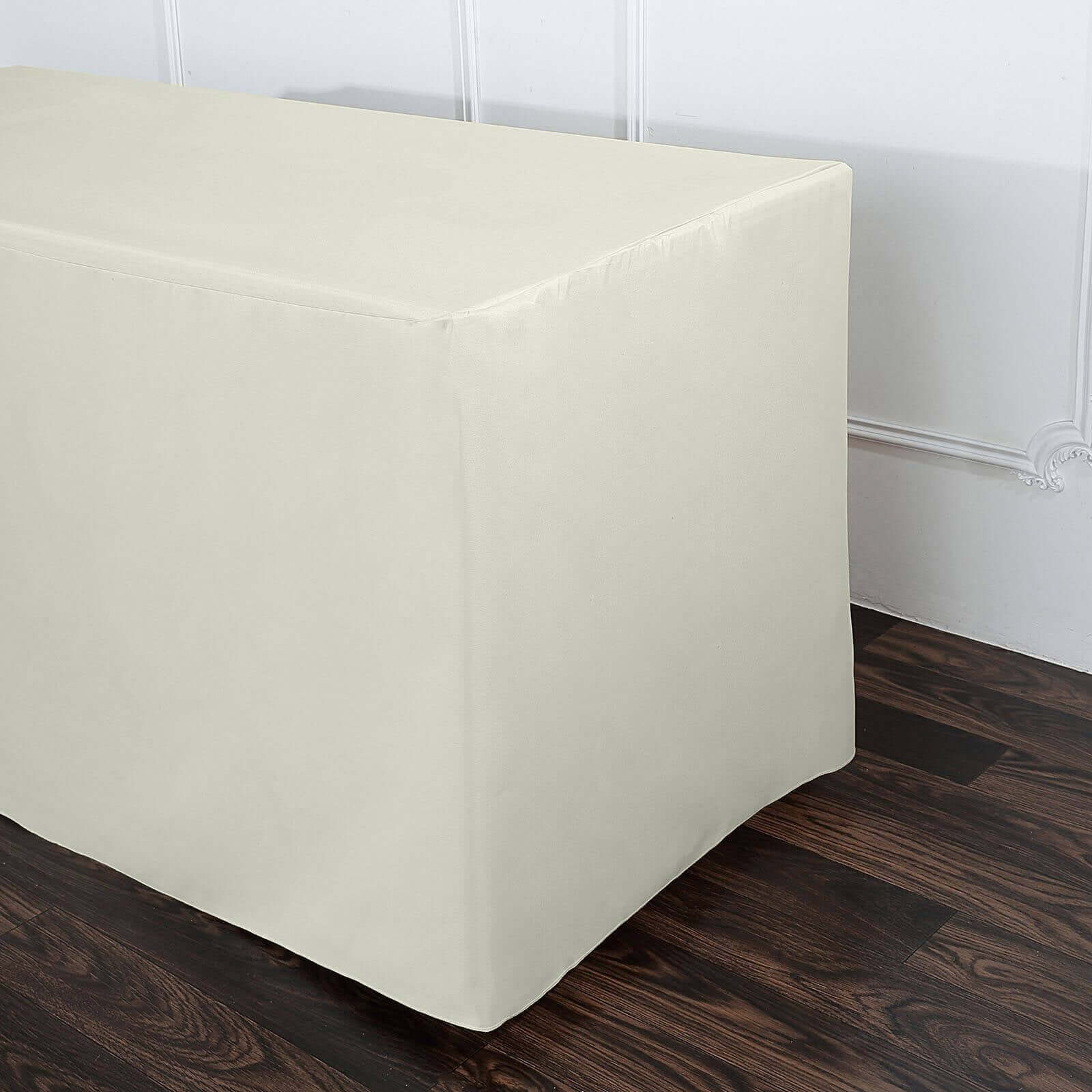 Fitted Polyester 96"x30" Rectangle Tablecloth Ivory - Durable and Easy to Maintain Table Cover