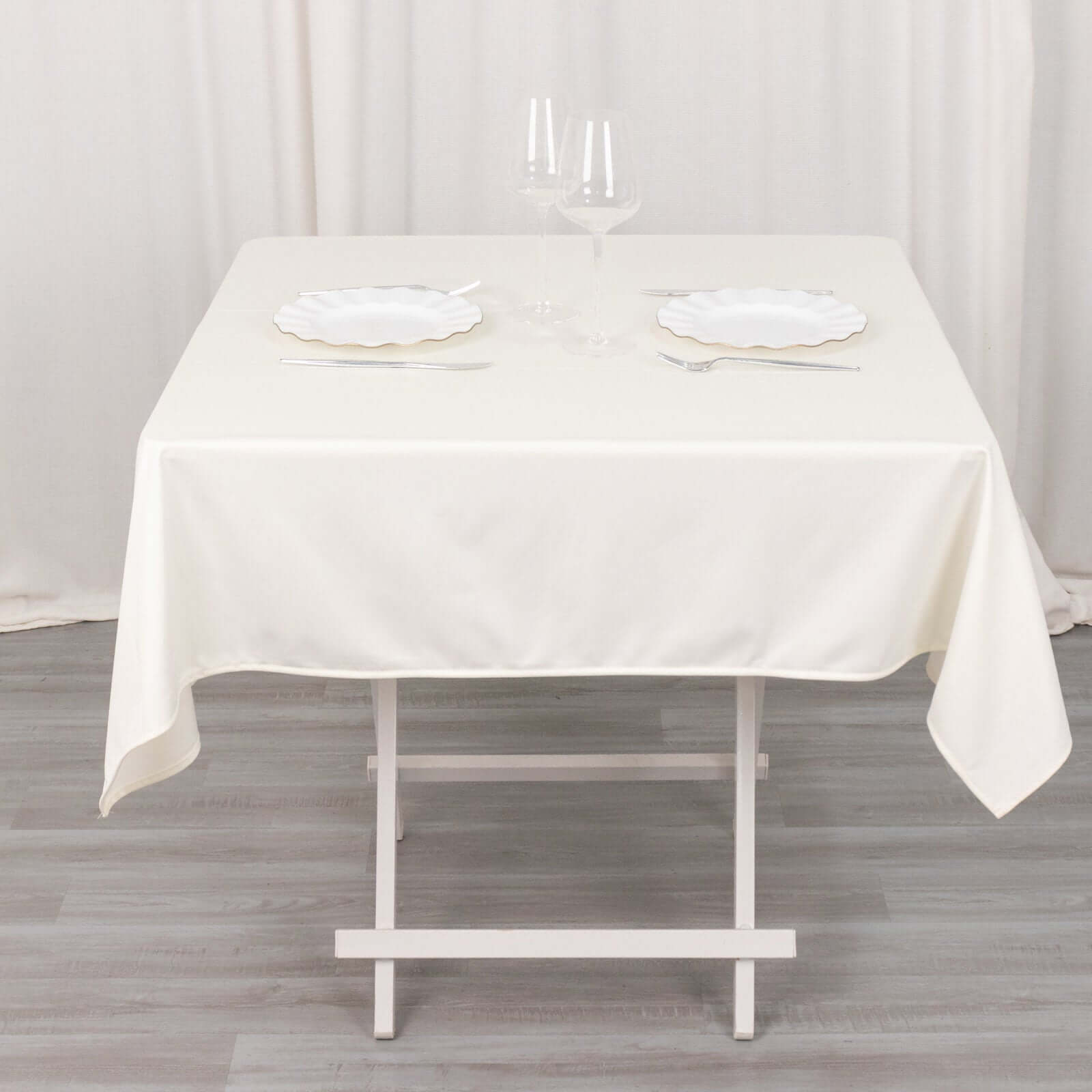 Scuba Square 54"x54" Tablecloth Ivory - Wrinkle Free & Stain Resistant Table Cover