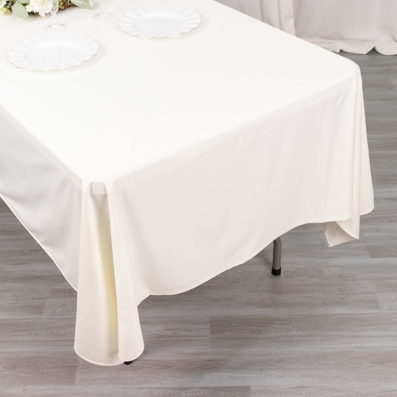 Scuba Rectangular 60"x102" Tablecloth Ivory - Wrinkle Free & Stain Resistant Table Cover