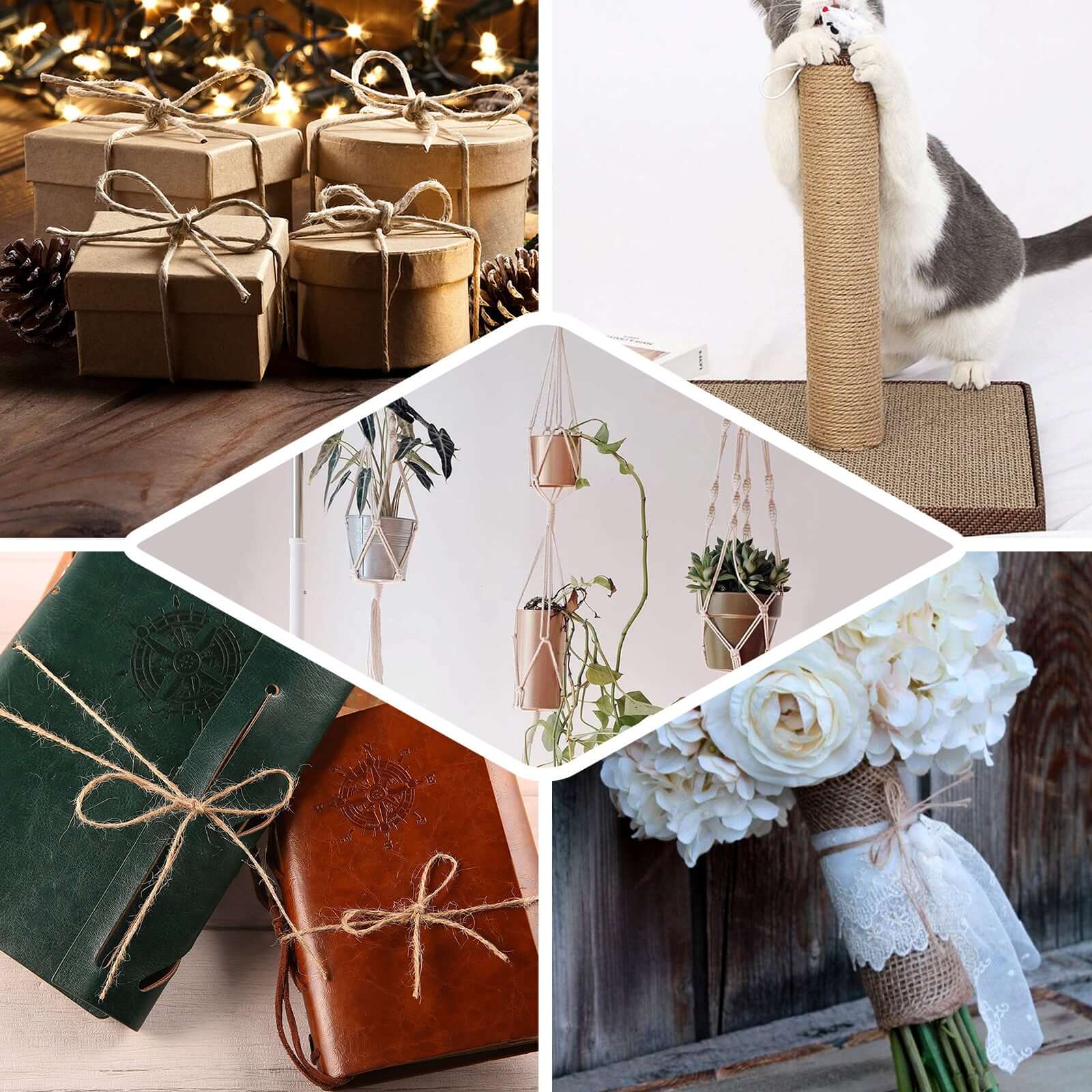 109Yards 2-ply Jute Rope Twine, DIY Crafts Gift Packing String