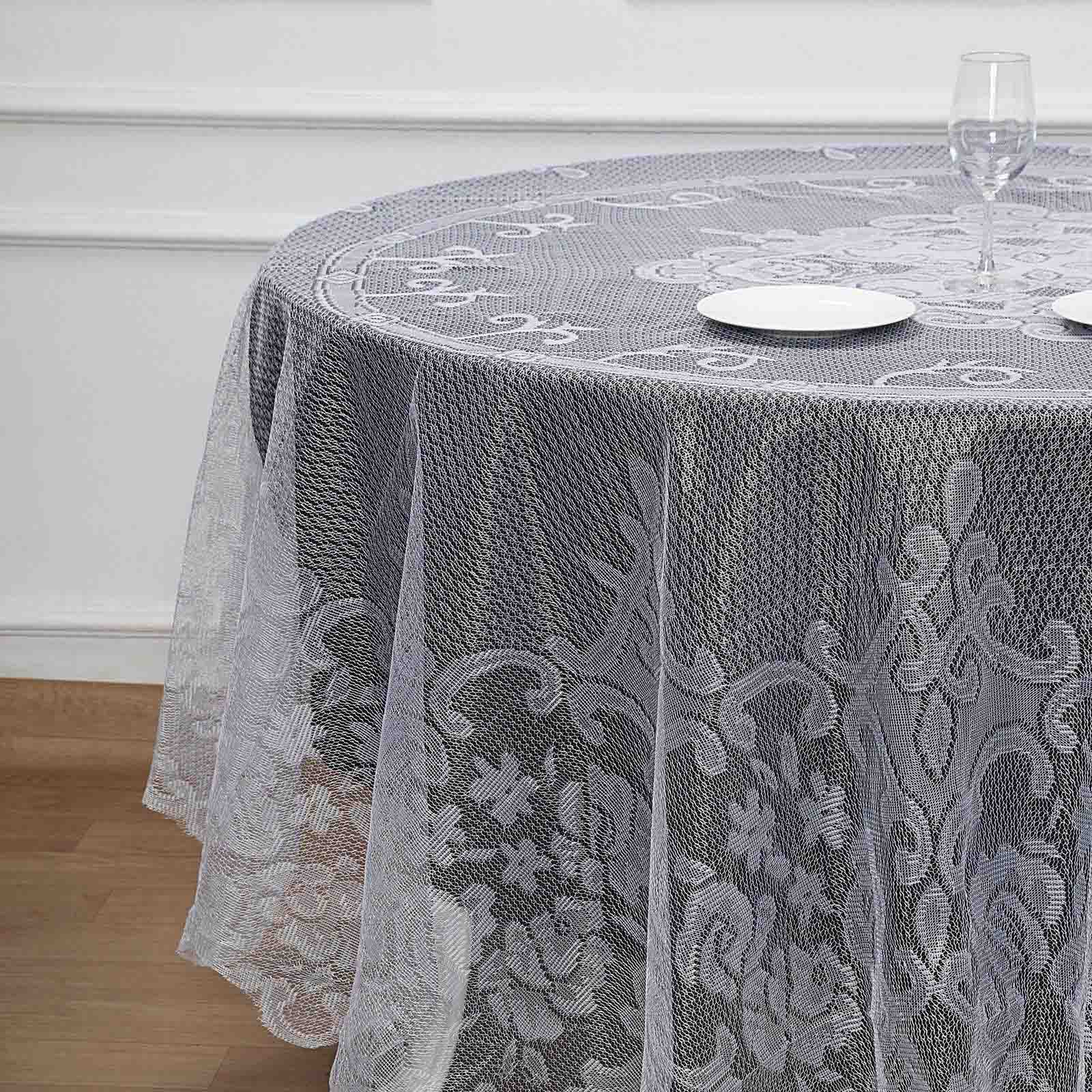Lace 90" Round Tablecloth White - Premium Design for Versatile Table Decor