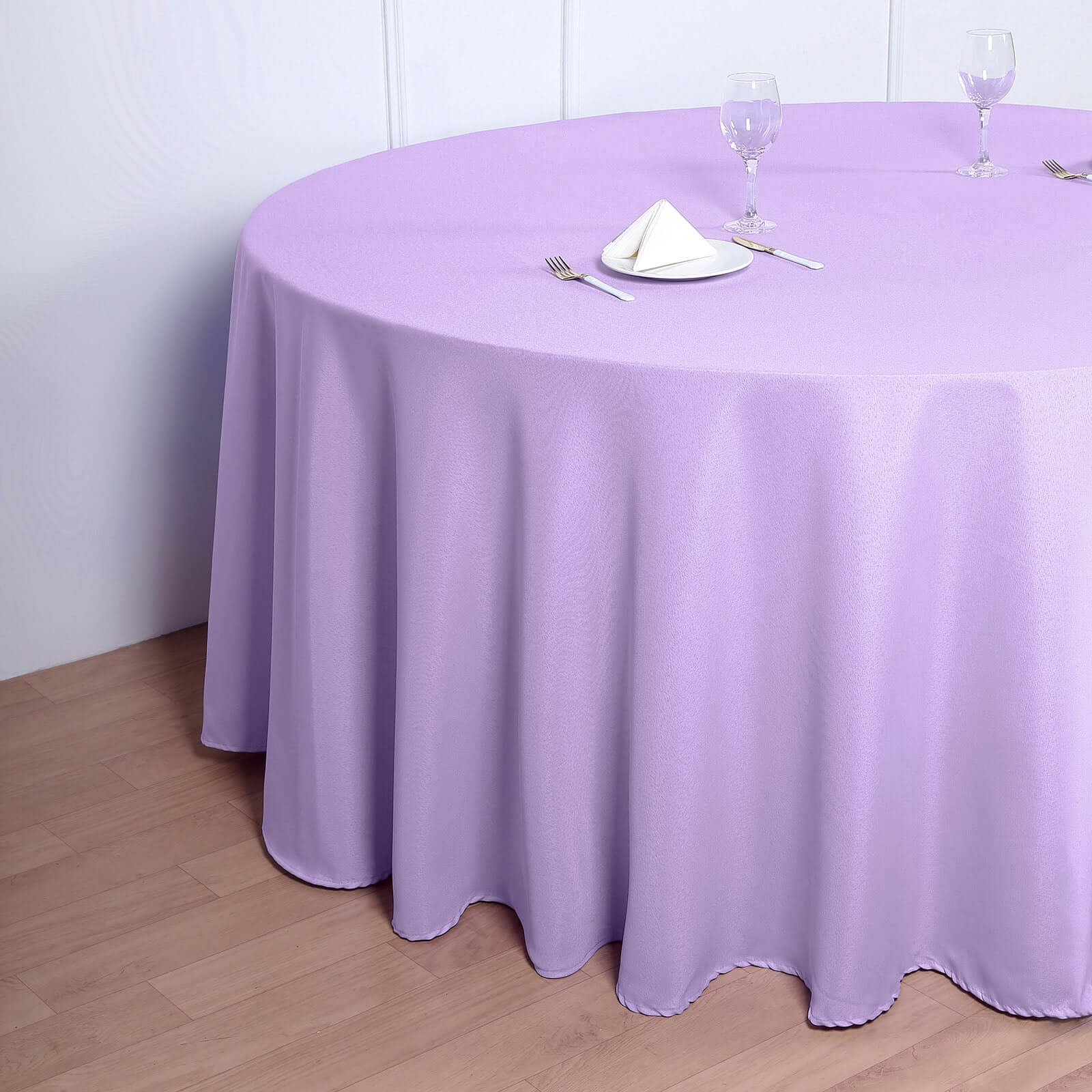 Polyester 120" Round Tablecloth Lavender Lilac - Seamless Wrinkle-Resistant Table Cover