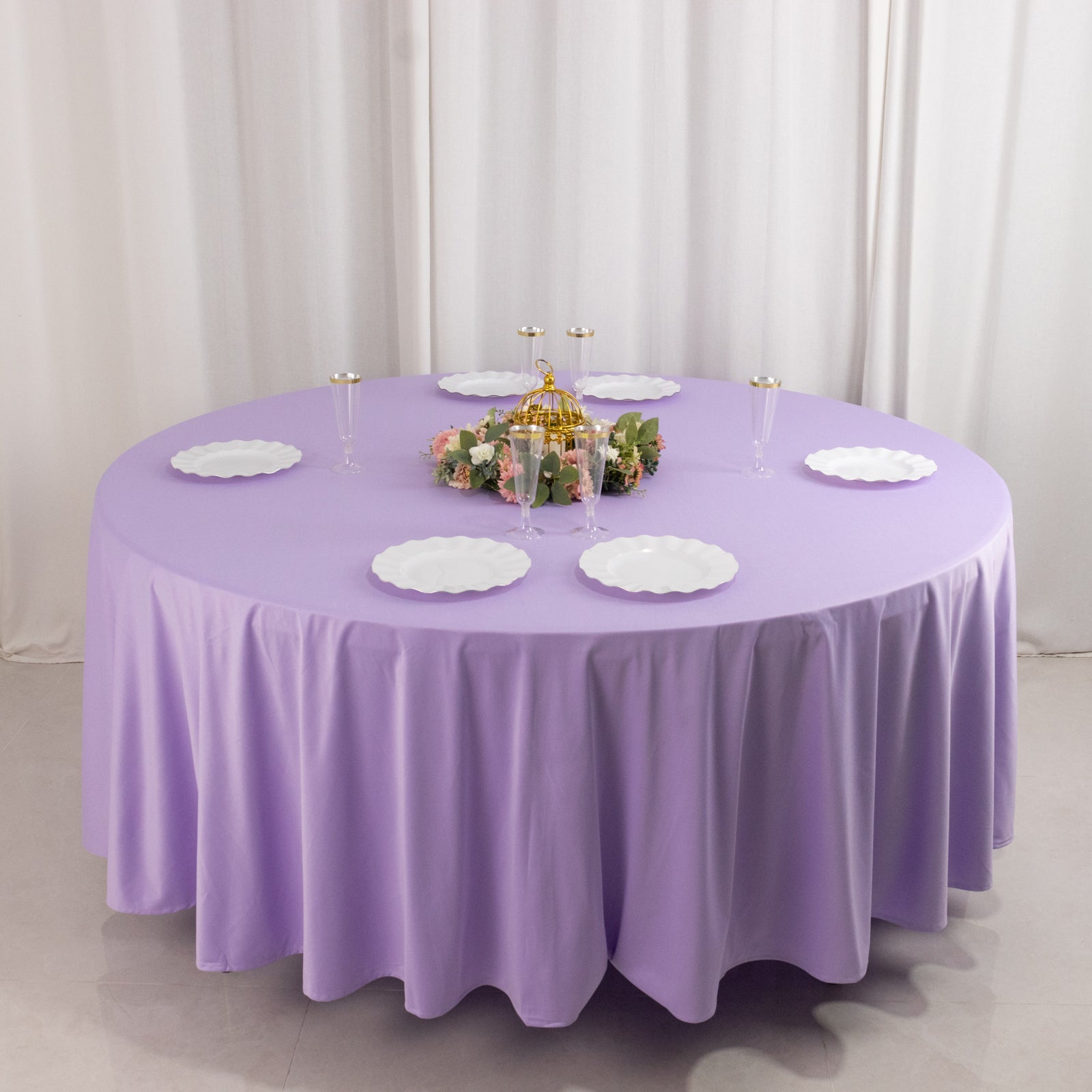Scuba Round 108" Tablecloth Lavender Lilac - Wrinkle Free & Stain Resistant Table Cover