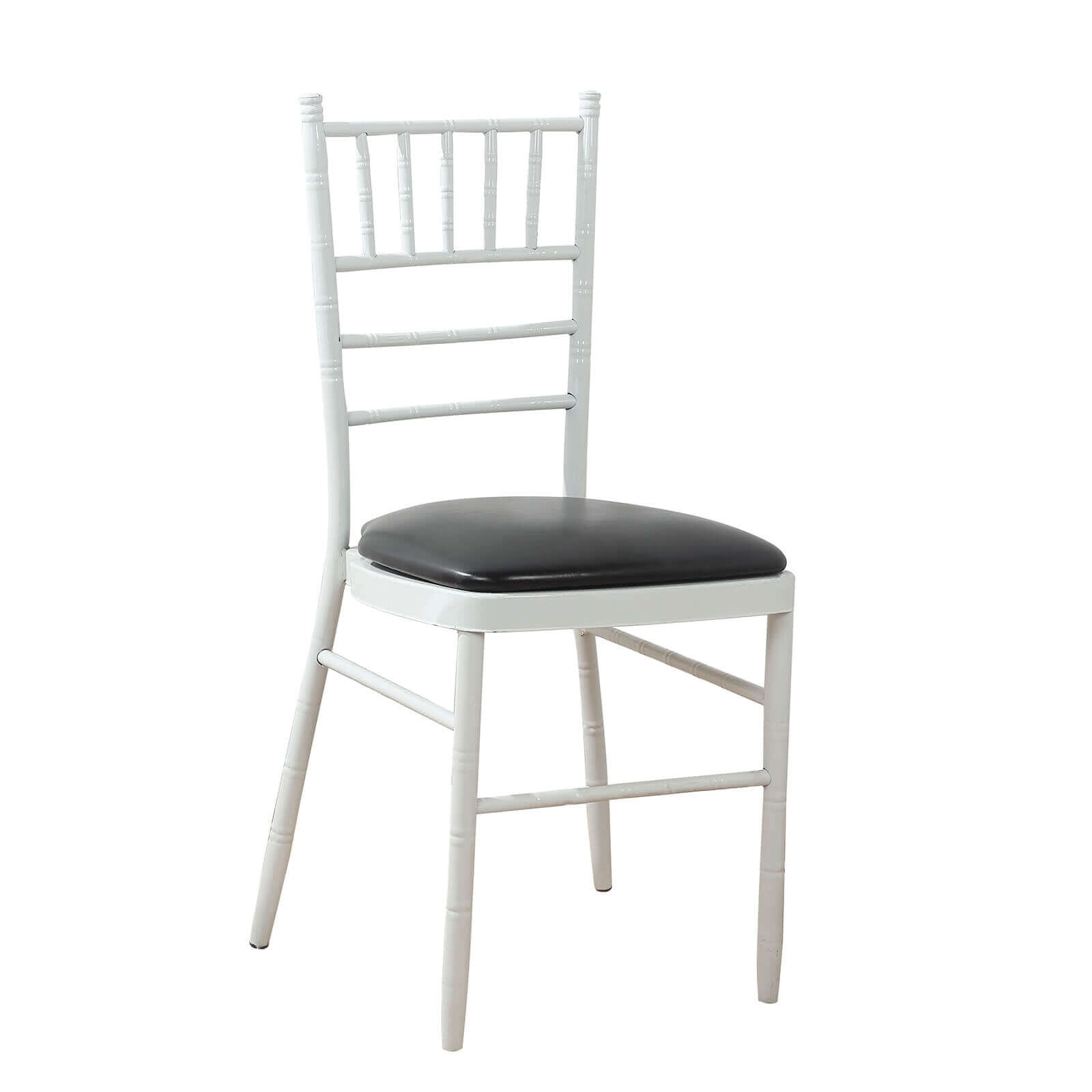 5 Pack PU Leather 1.5" Thick Seat Pads with Wood Backing for Chiavari Chairs Black - Memory Foam Tie-Less Non-Slip Design 16"