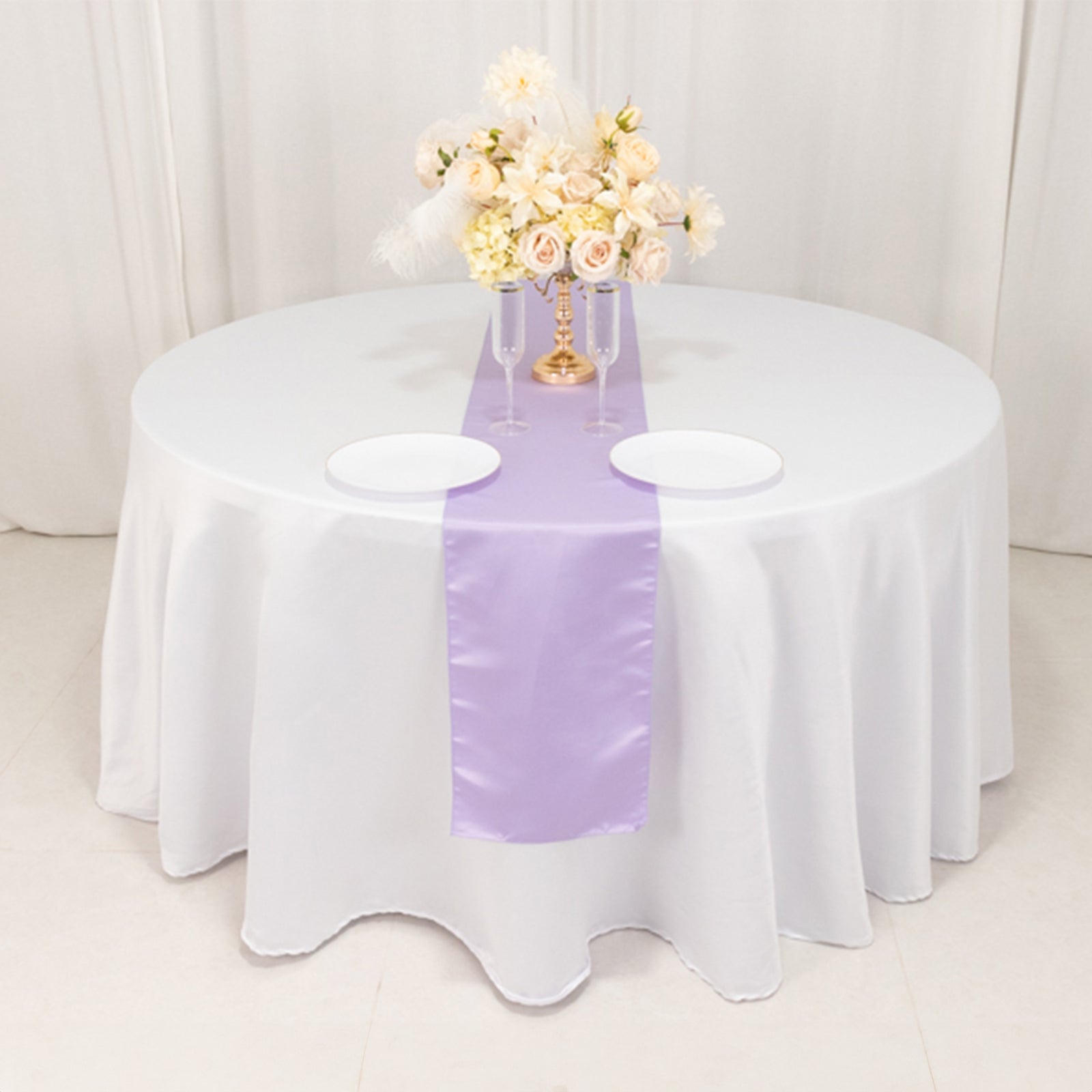 Lamour Satin 12"x108" Table Runner Lavender Lilac - Smooth & Lustrous Finish