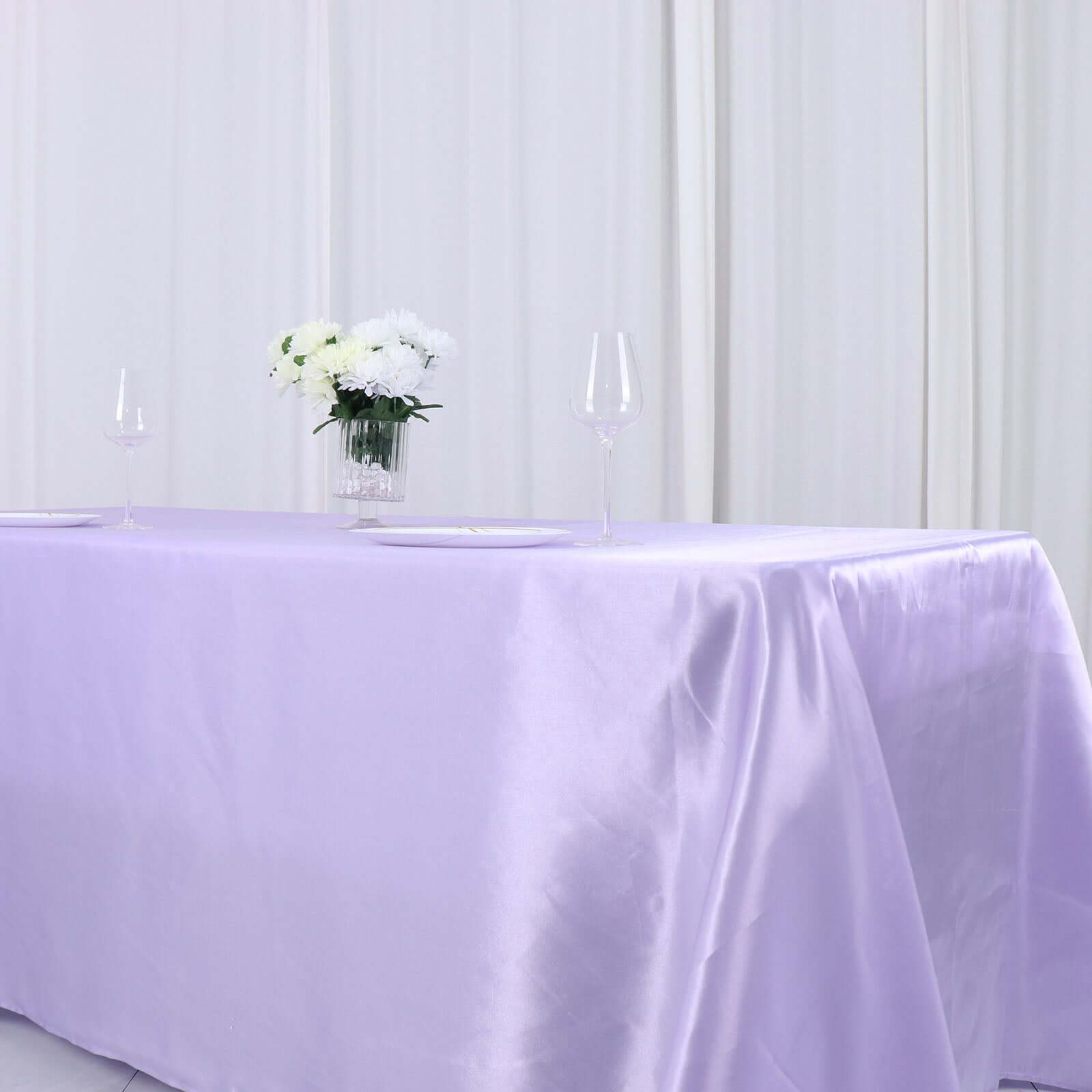 Satin Rectangular 90"x132" Tablecloth Lavender Lilac - Seamless Table Cover