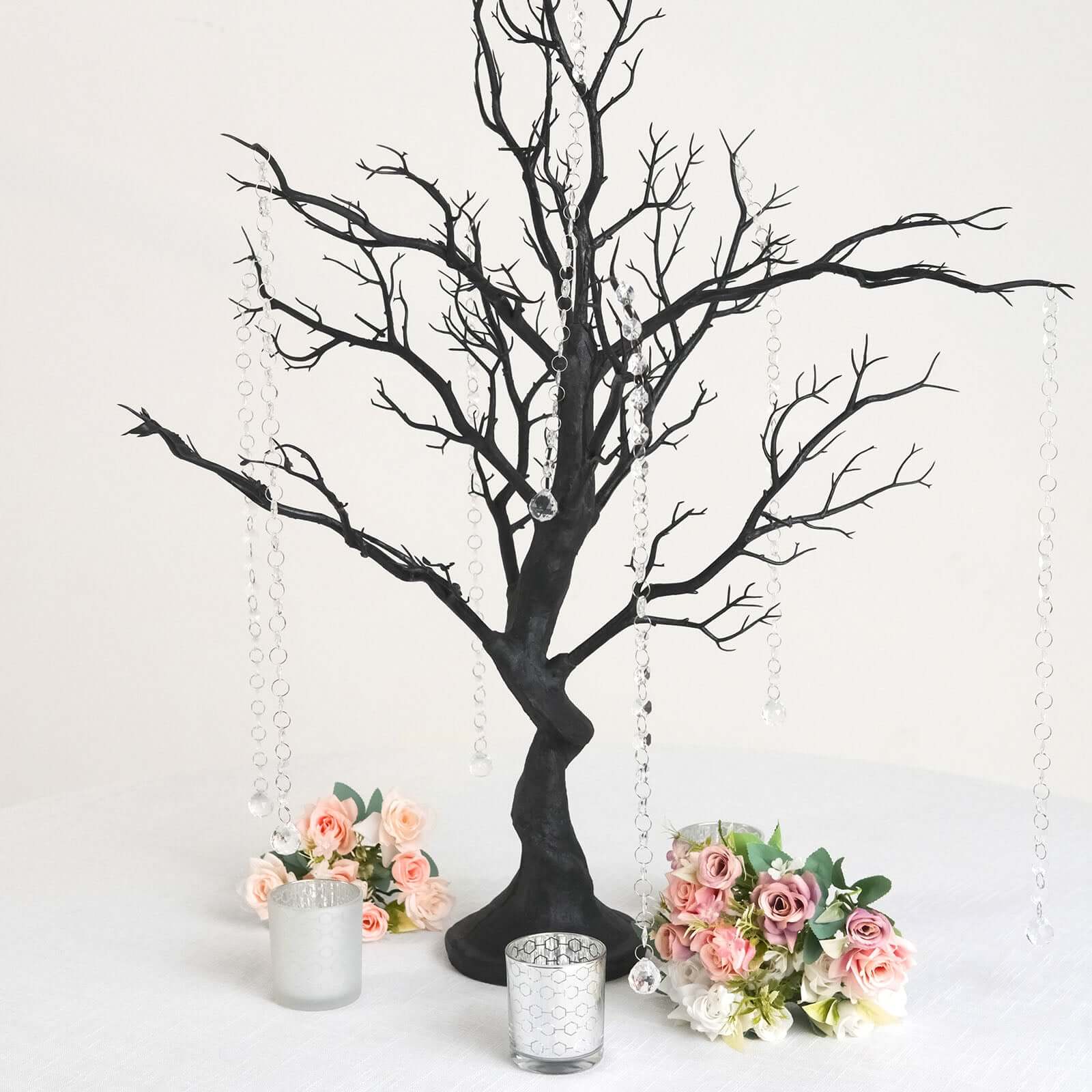 Manzanita Tree Centerpiece Black with 8 Acrylic Bead Chains for Weddings Parties & Event Displays 34"