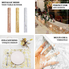 Mesh Polyester 108" Table Runner Roll Metallic Bronze - Distressed Foil Look Disposable Table Decor