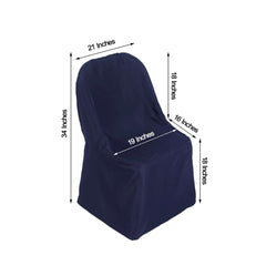 Polyester Slip On Folding Chair Covers Navy Blue - Stain-Resistant Reusable Durable Fabric