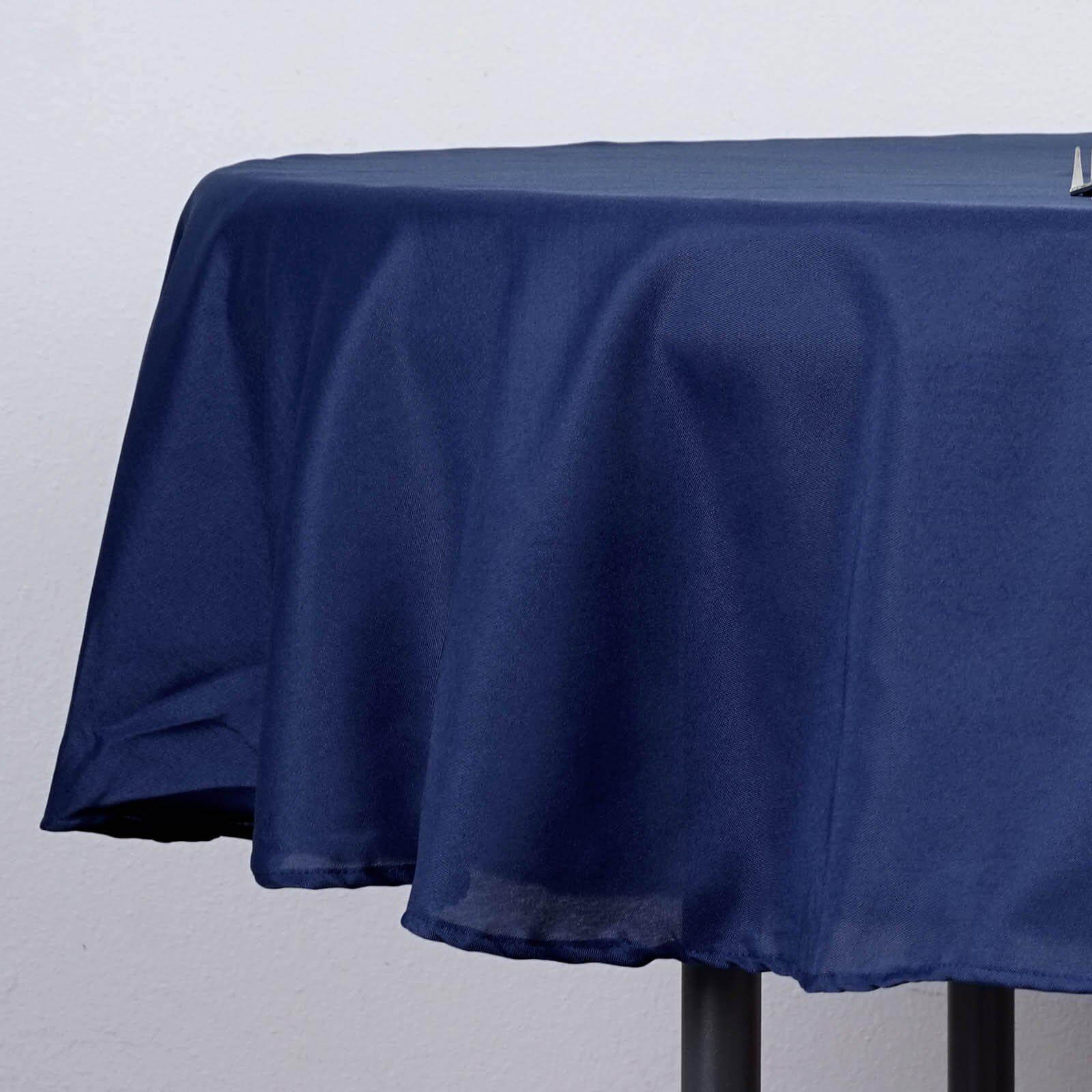 Polyester 90" Round Tablecloth Navy Blue - Stain & Wrinkle-Resistant Table Cover