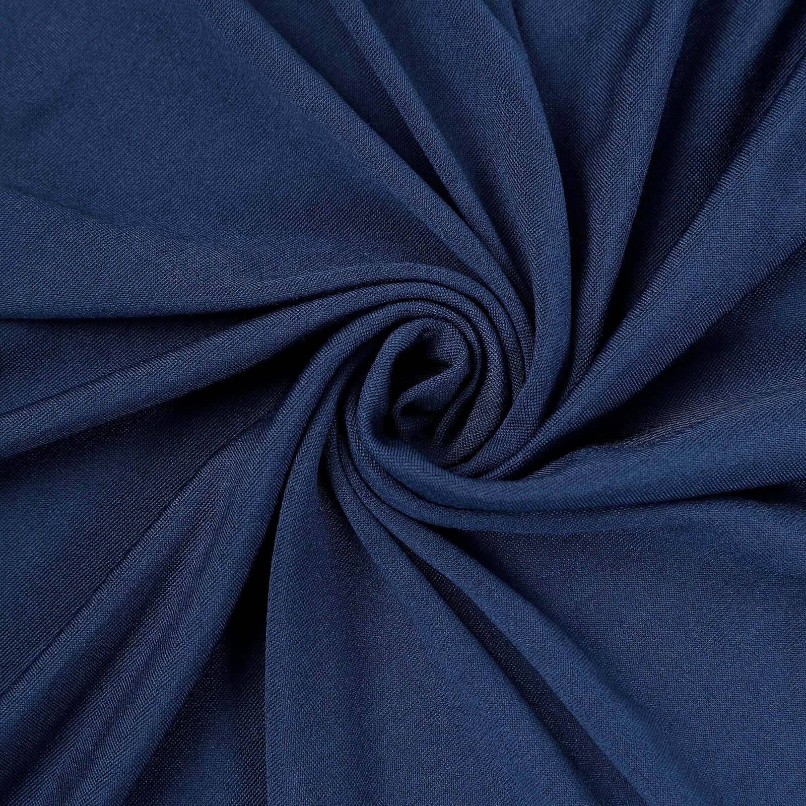 Spandex 30" Round Cocktail Table Cover Skirt Navy Blue With Natural Wavy Drapes