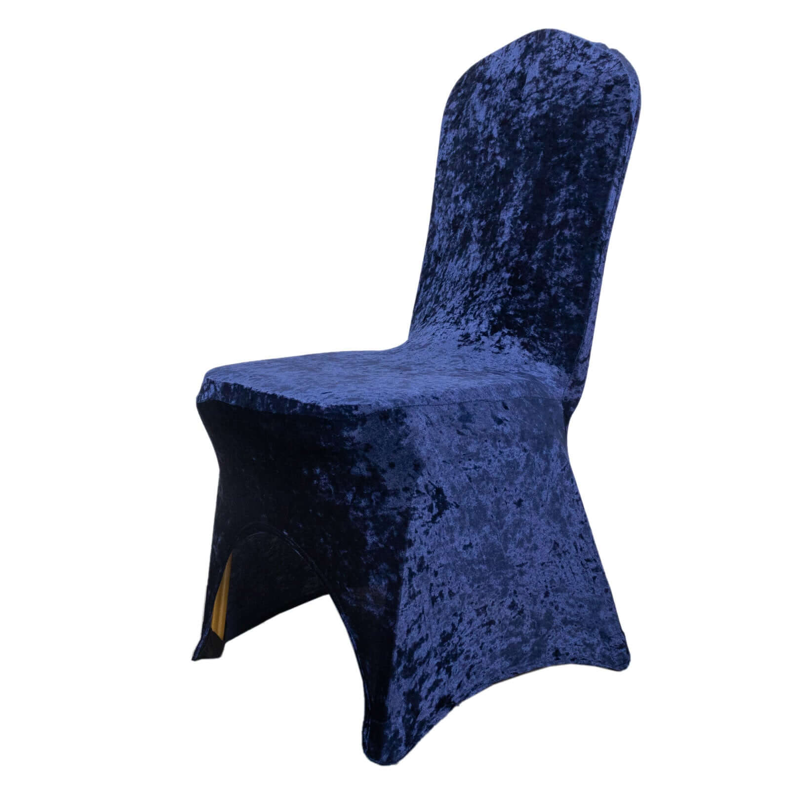 Crushed Velvet Spandex Banquet Chair Cover Fitted Slipcover Navy Blue - Stretch 190GSM Slipcover with Foot Pockets