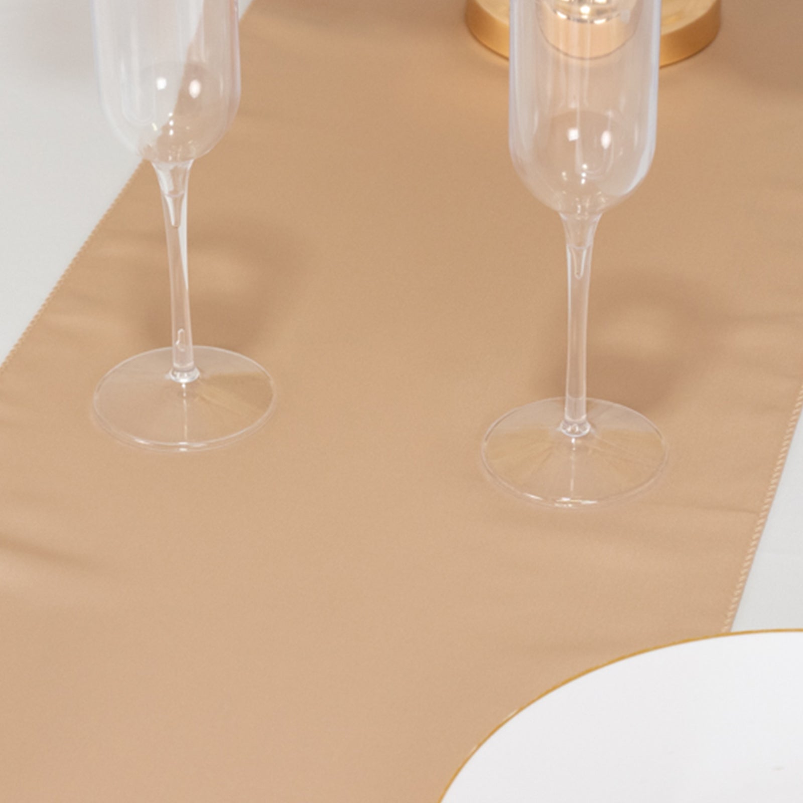 Lamour Satin 12"x108" Table Runner Nude - Smooth & Lustrous Finish