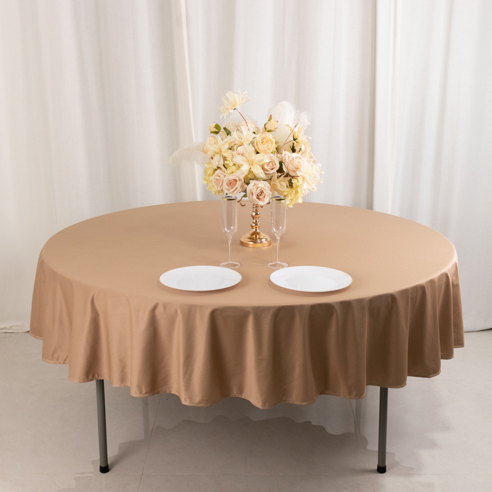 Scuba Round 90" Tablecloth Nude - Wrinkle Free & Stain Resistant Table Cover