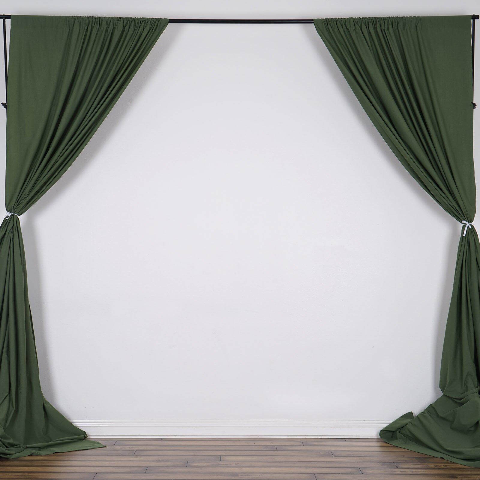2 Pack Olive Green Scuba Polyester Event Curtain Drapes, Durable Flame Resistant Backdrop Event Panels Wrinkle Free with Rod Pockets - 10ftx10ft