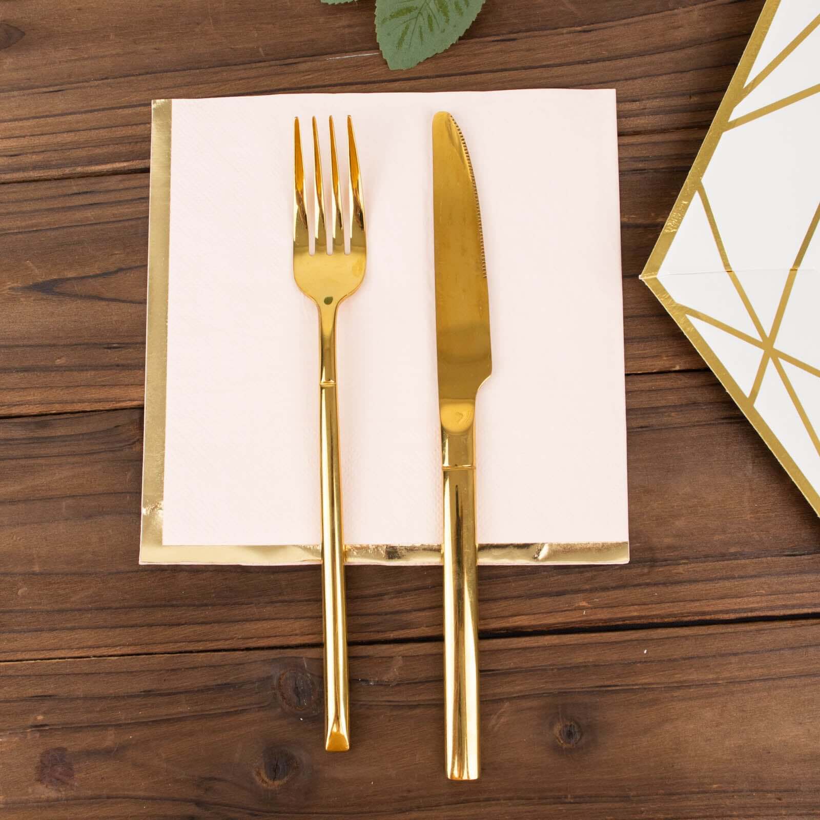 50-Pack Paper Beverage Napkins with Gold Foil Edge Blush - Disposable 2 Ply Cocktail Napkins for Events 6.5"x6.5"