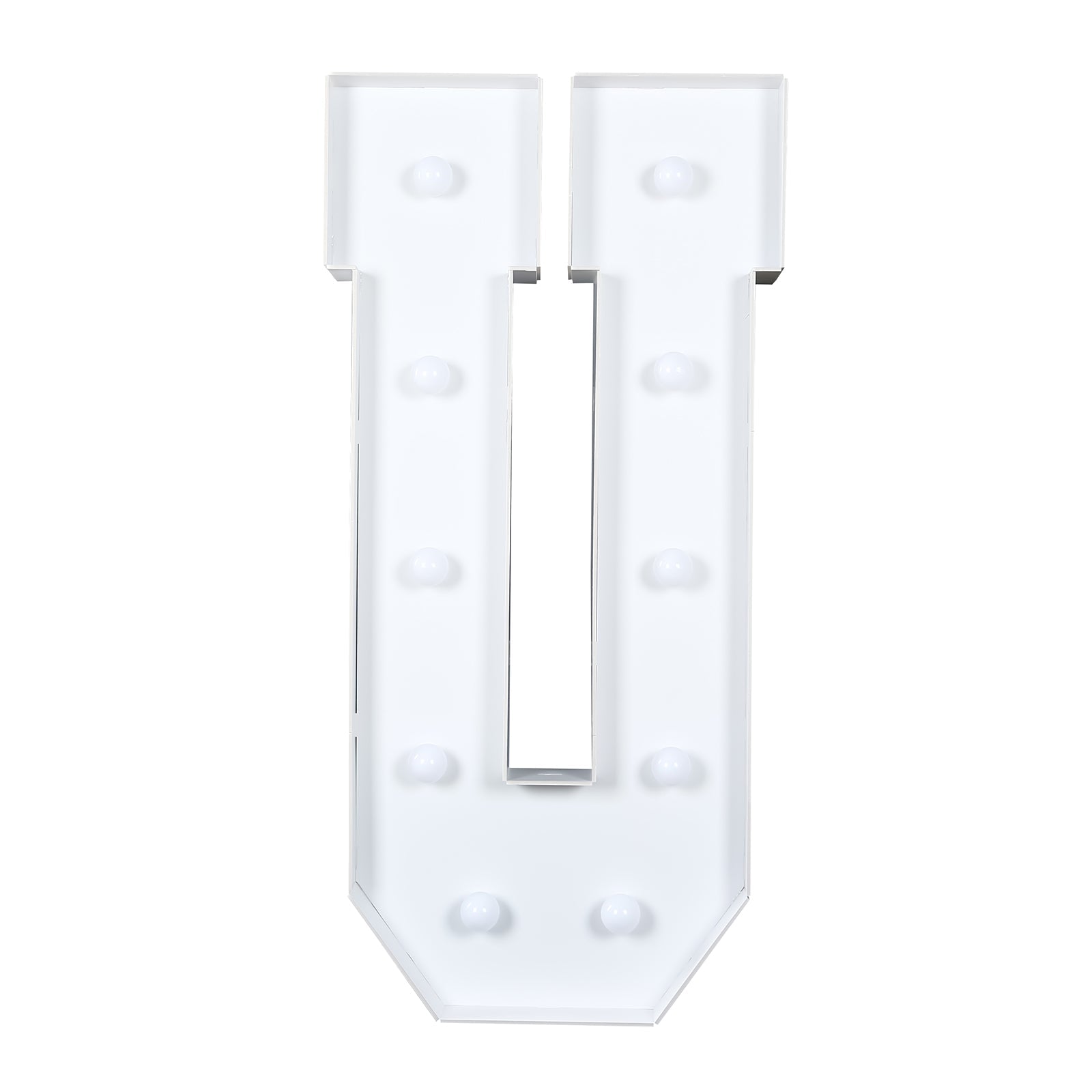 Giant LED Marquee Light Up Letter "U", White 4ft Pre-Cut Foam Board with 10 Warm White Battery Operated LEDs, Glue Gun and Sticks