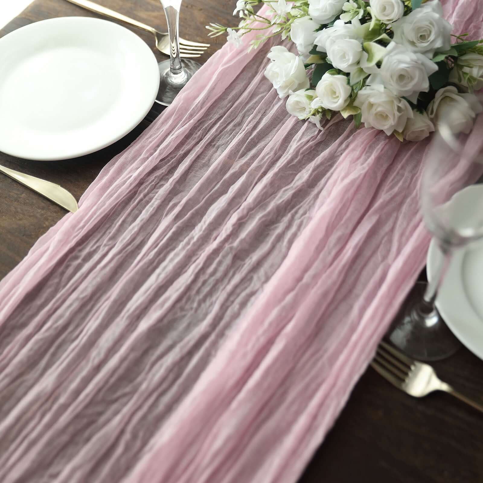 Gauze Cheesecloth 10ft Table Runner Pink - Rustic Boho Style